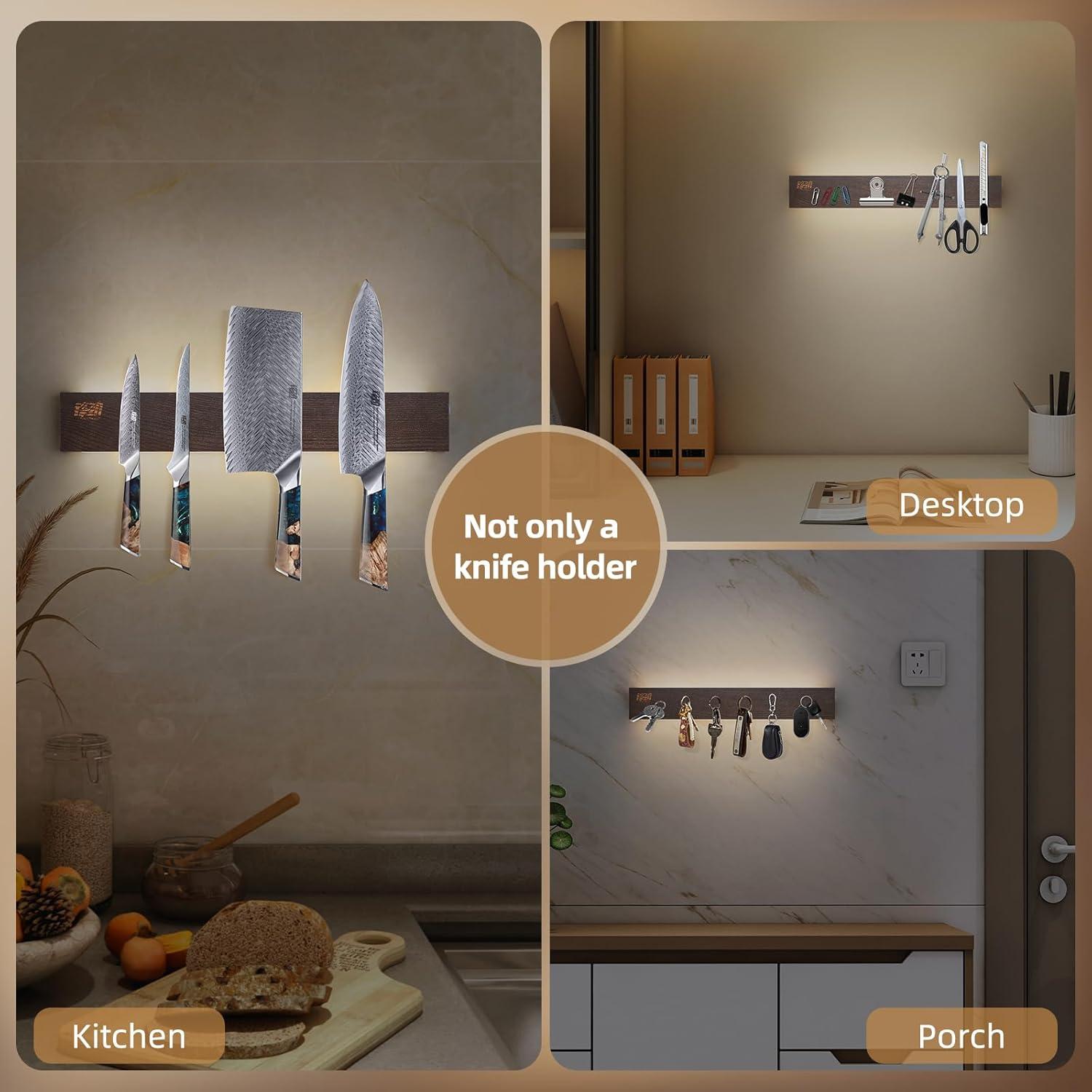 Tira Magnética de Cuchillos FINDKING 40.64 cm con LED