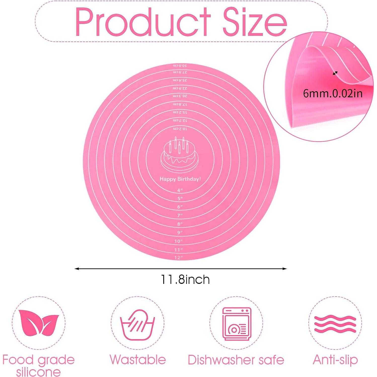 Alfombrilla Redonda de Silicona para Hornear Oruola 30 cm Rosa