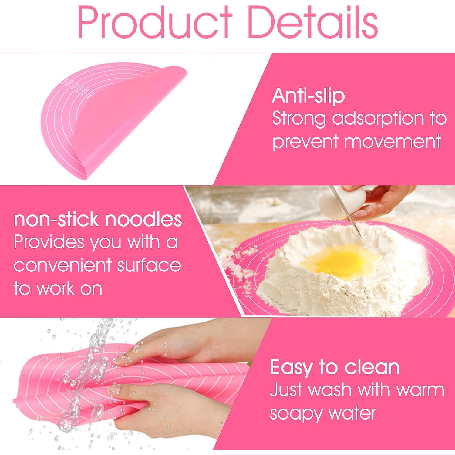 Alfombrilla Redonda de Silicona para Hornear Oruola 30 cm Rosa