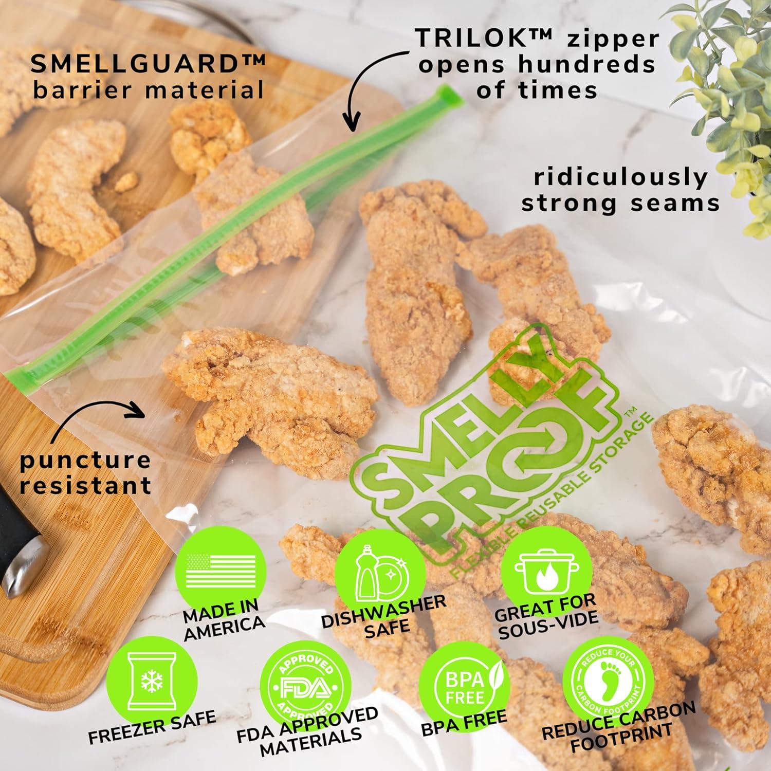 Bolsas de Congelador Reutilizables Smelly Proof 2 Galones 5 Piezas