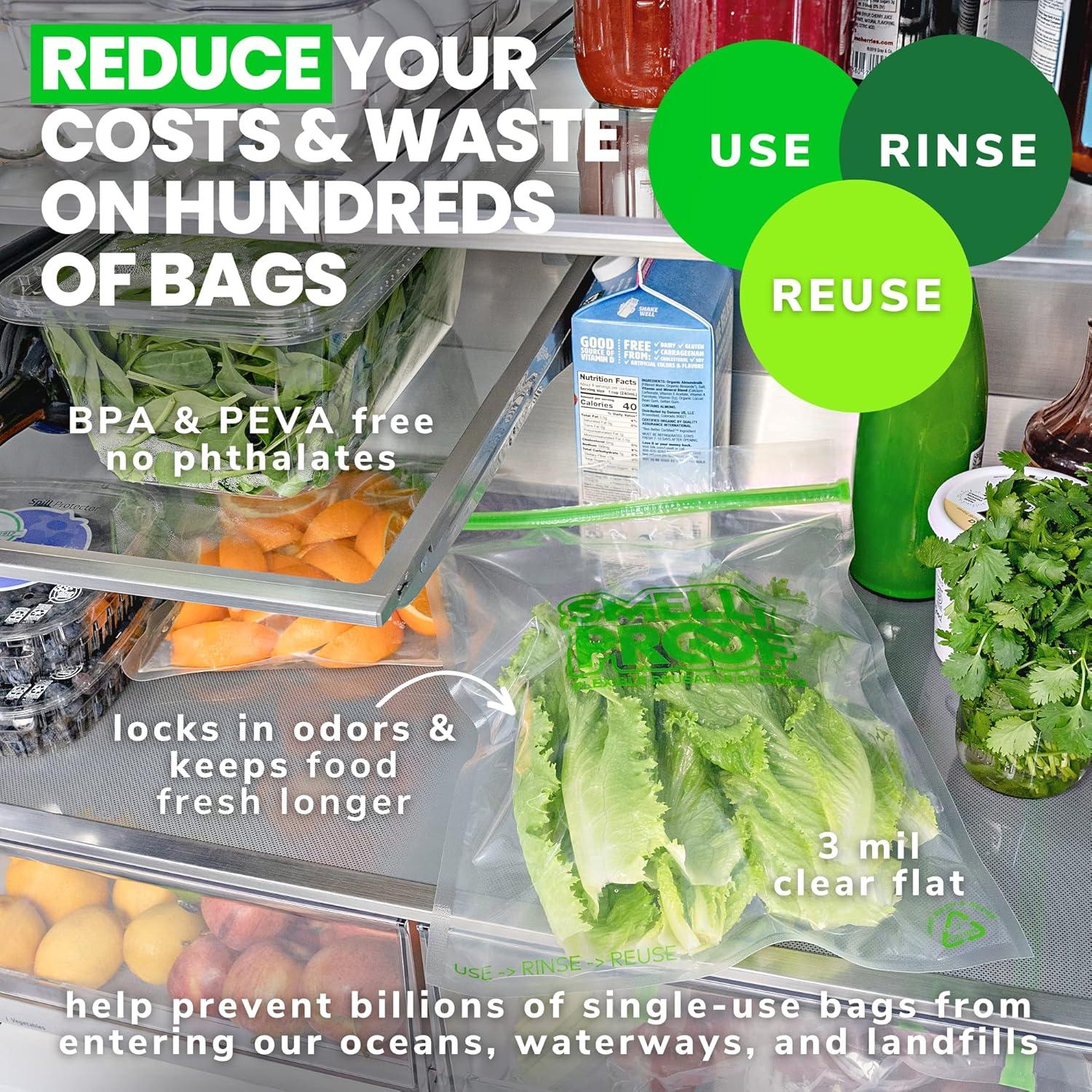 Bolsas de Congelador Reutilizables Smelly Proof 2 Galones 5 Piezas