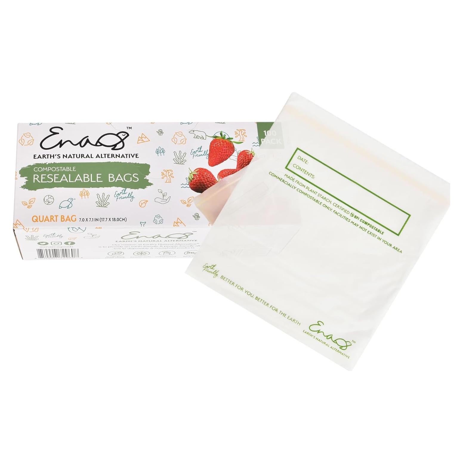 Bolsas Compostables de Almacenamiento Quart 100 Unidades - Earth's Natural Alternative