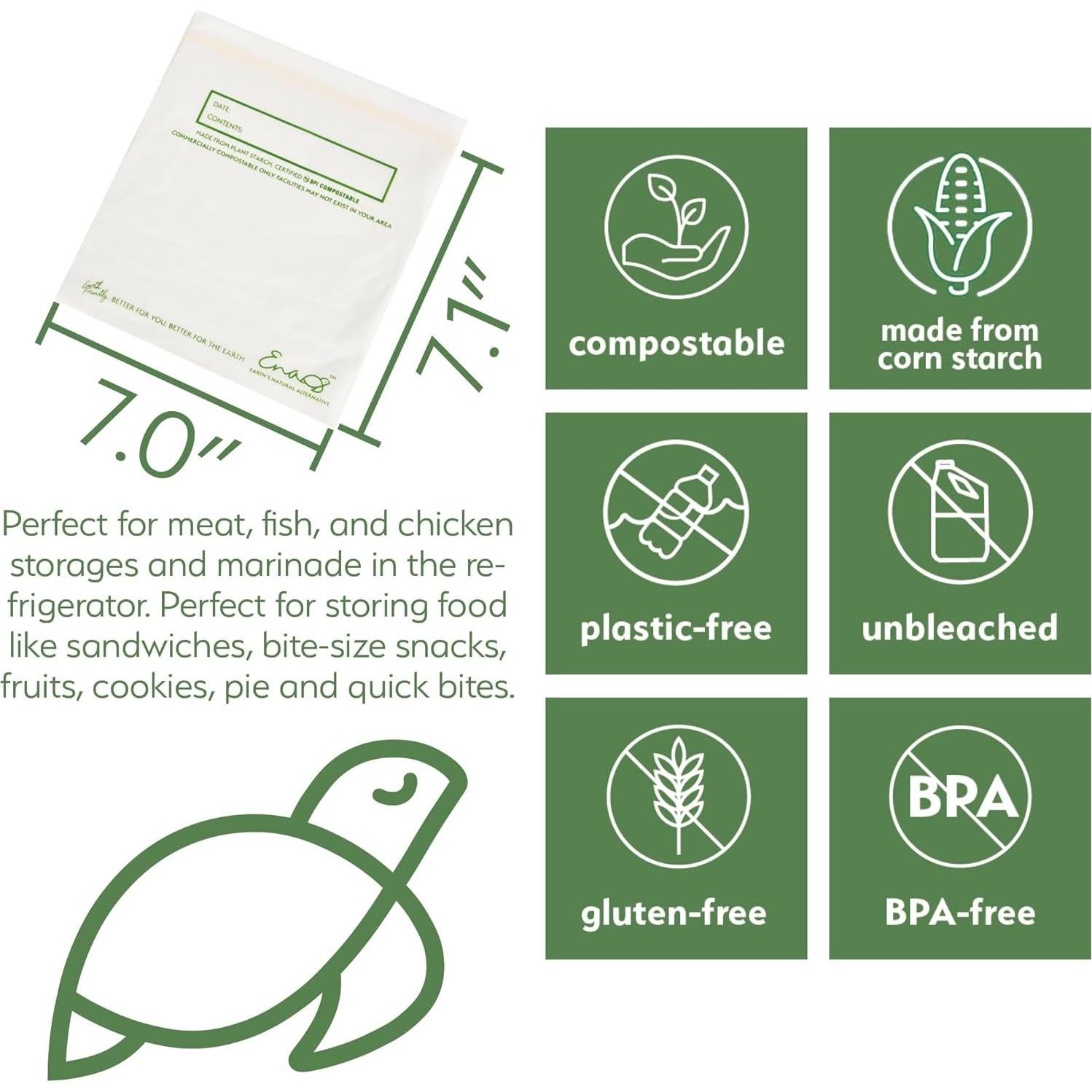 Bolsas Compostables de Almacenamiento Quart 100 Unidades - Earth's Natural Alternative