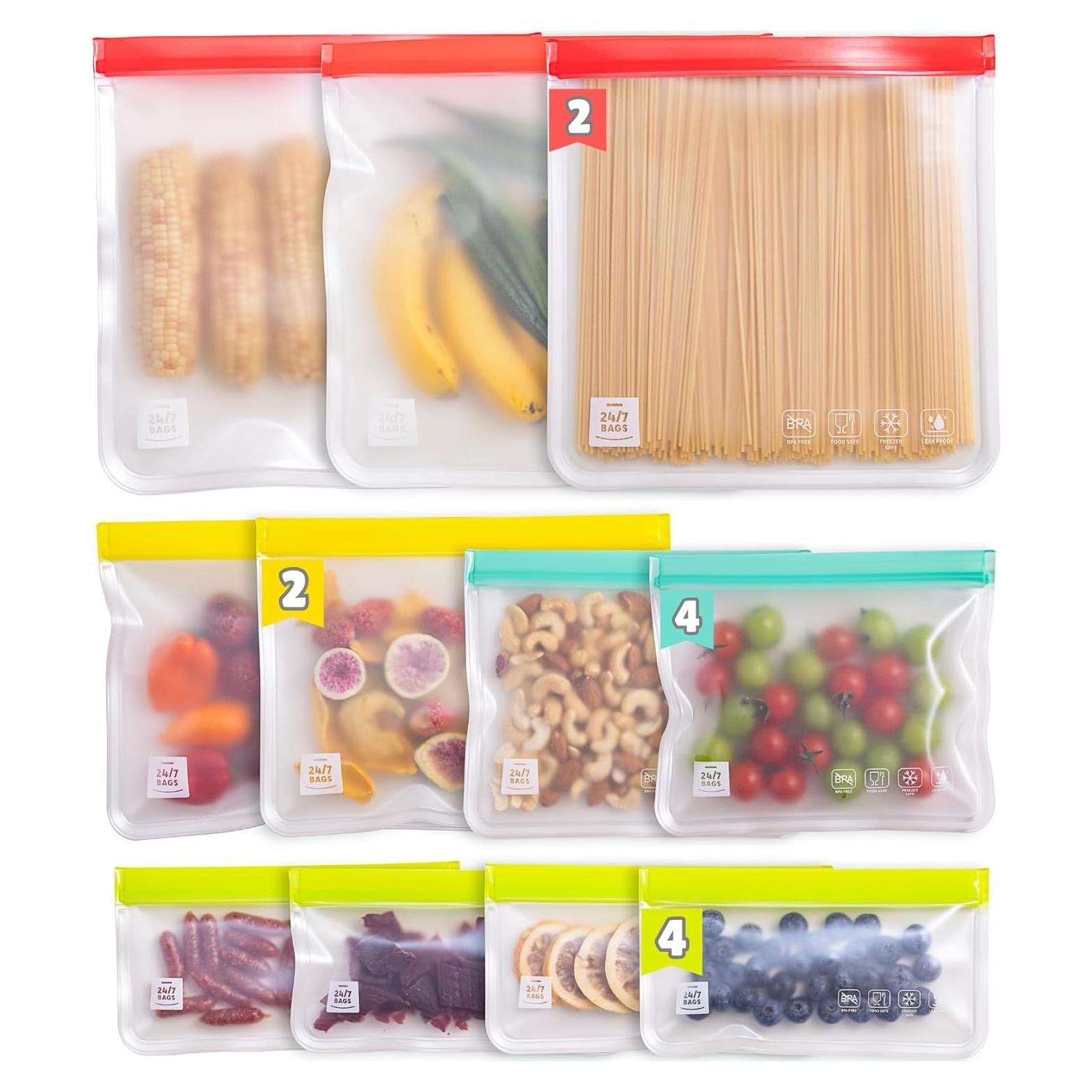 Paquete de 12 Bolsas Reutilizables 24/7 BAGS PEVA Alimentos
