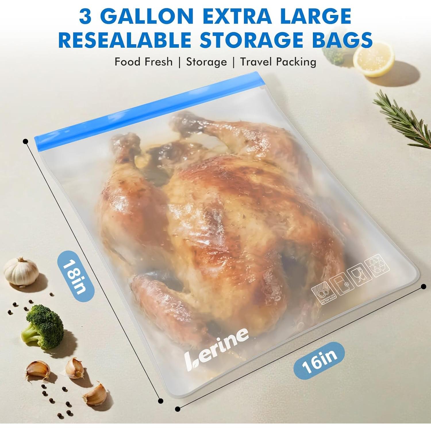 Bolsas Reutilizables para Congelador Lerine 3 Galones - 4 Pzas