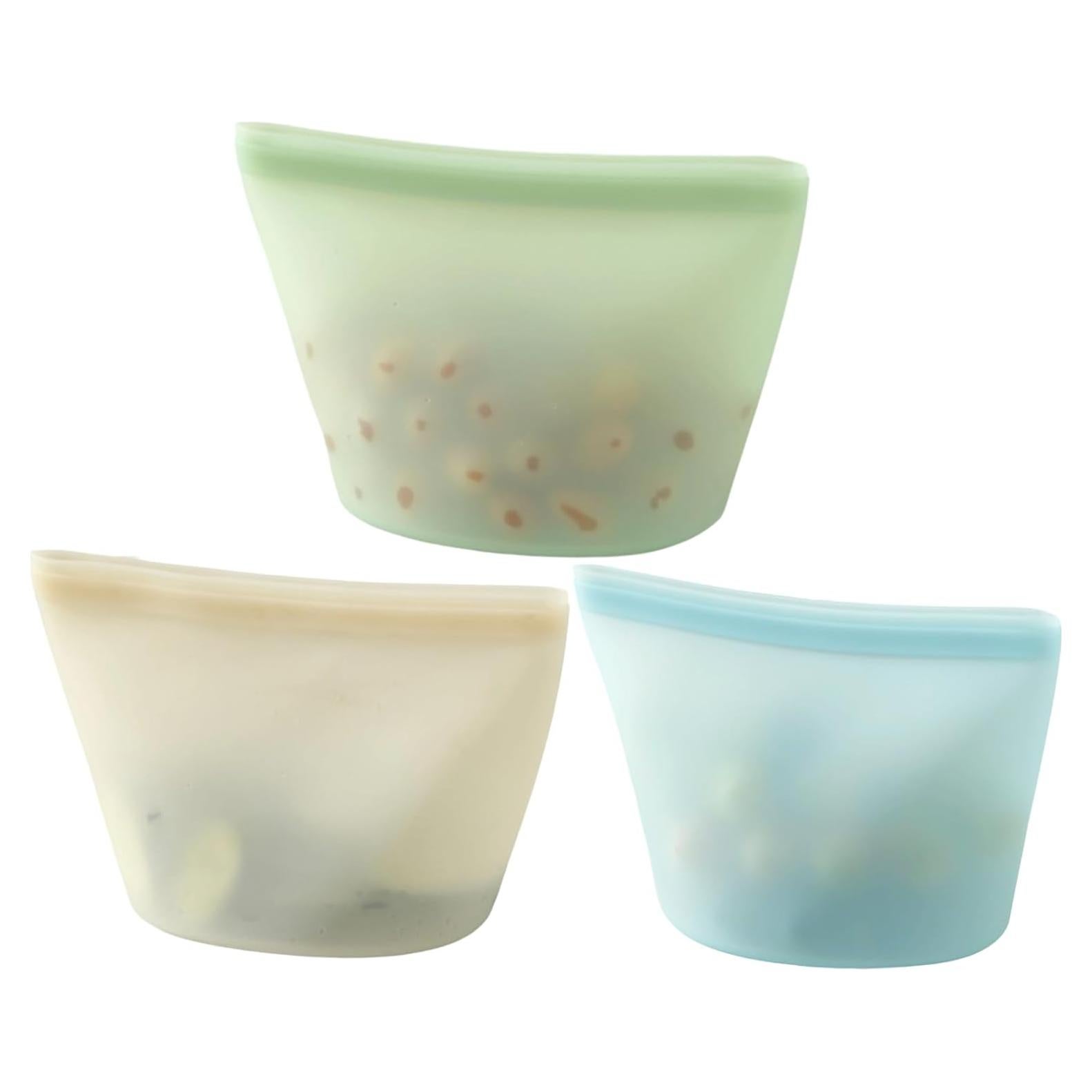 PandaEar 3 Pack Reusable Silicone Food Storage Bags, Sandwich Snack Bags Leakproof BPA Free Dishwasher Safe Food Storage Bags for Snacks, Fruits, Vegetables