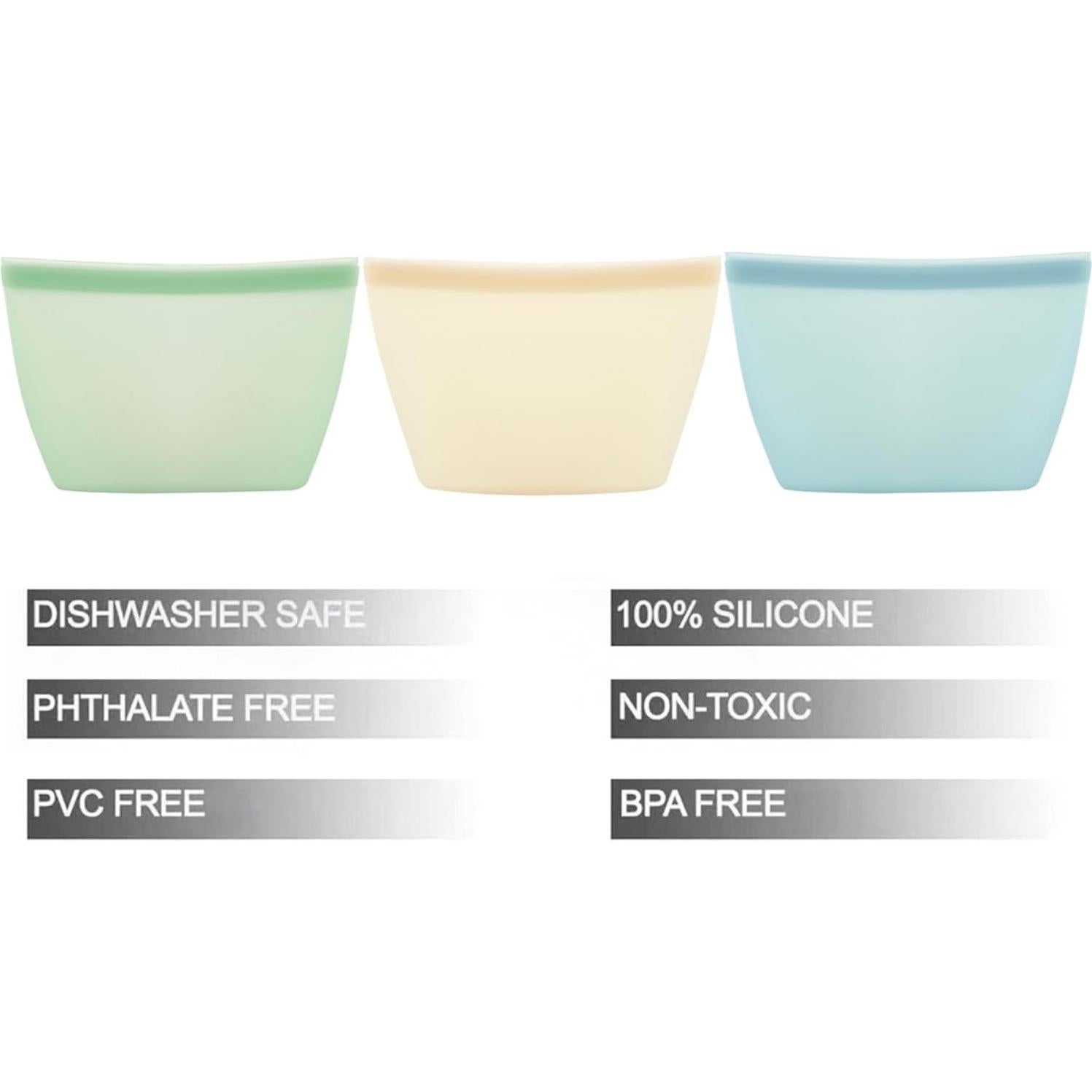 PandaEar 3 Pack Reusable Silicone Food Storage Bags, Sandwich Snack Bags Leakproof BPA Free Dishwasher Safe Food Storage Bags for Snacks, Fruits, Vegetables