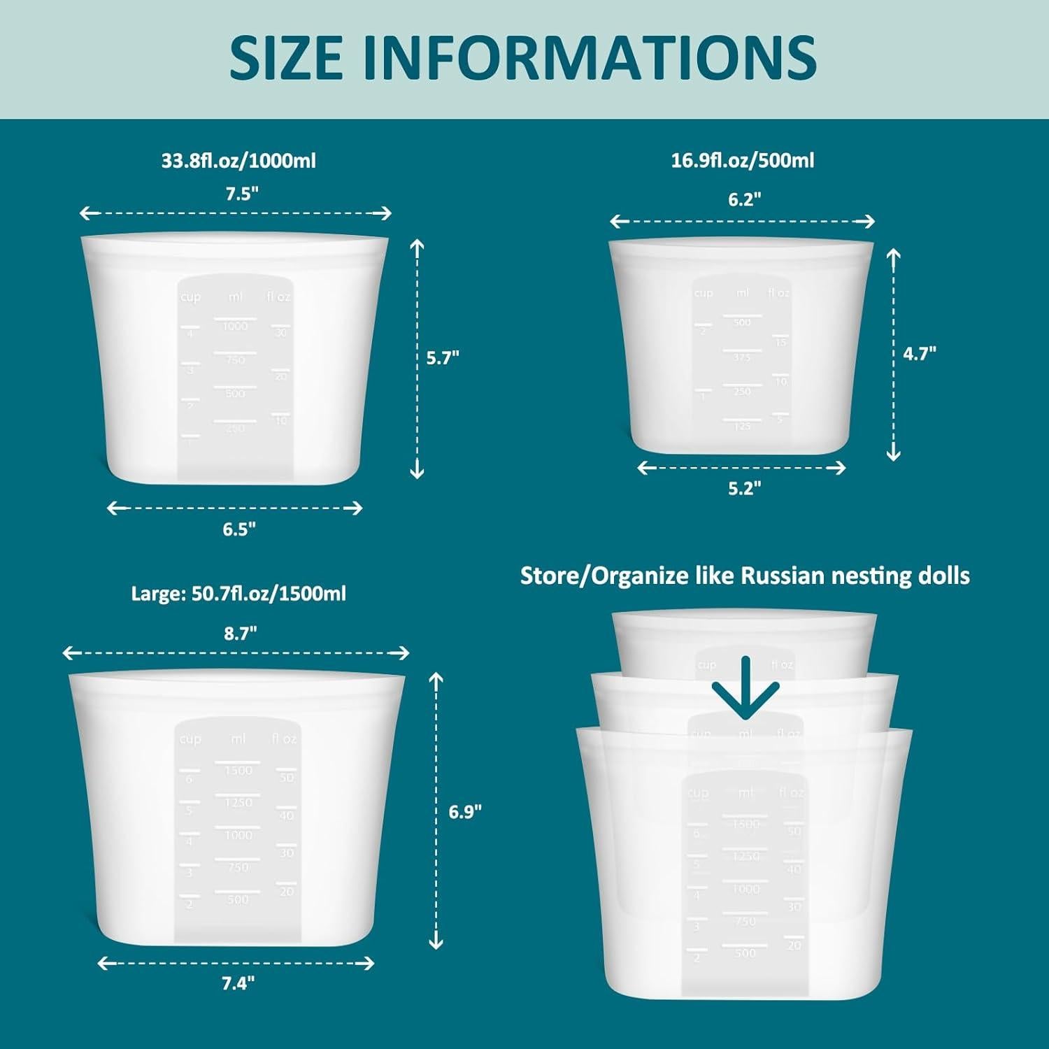 Bolsas de Almacenamiento de Silicona SiliSea 8 Piezas 100% Seguras