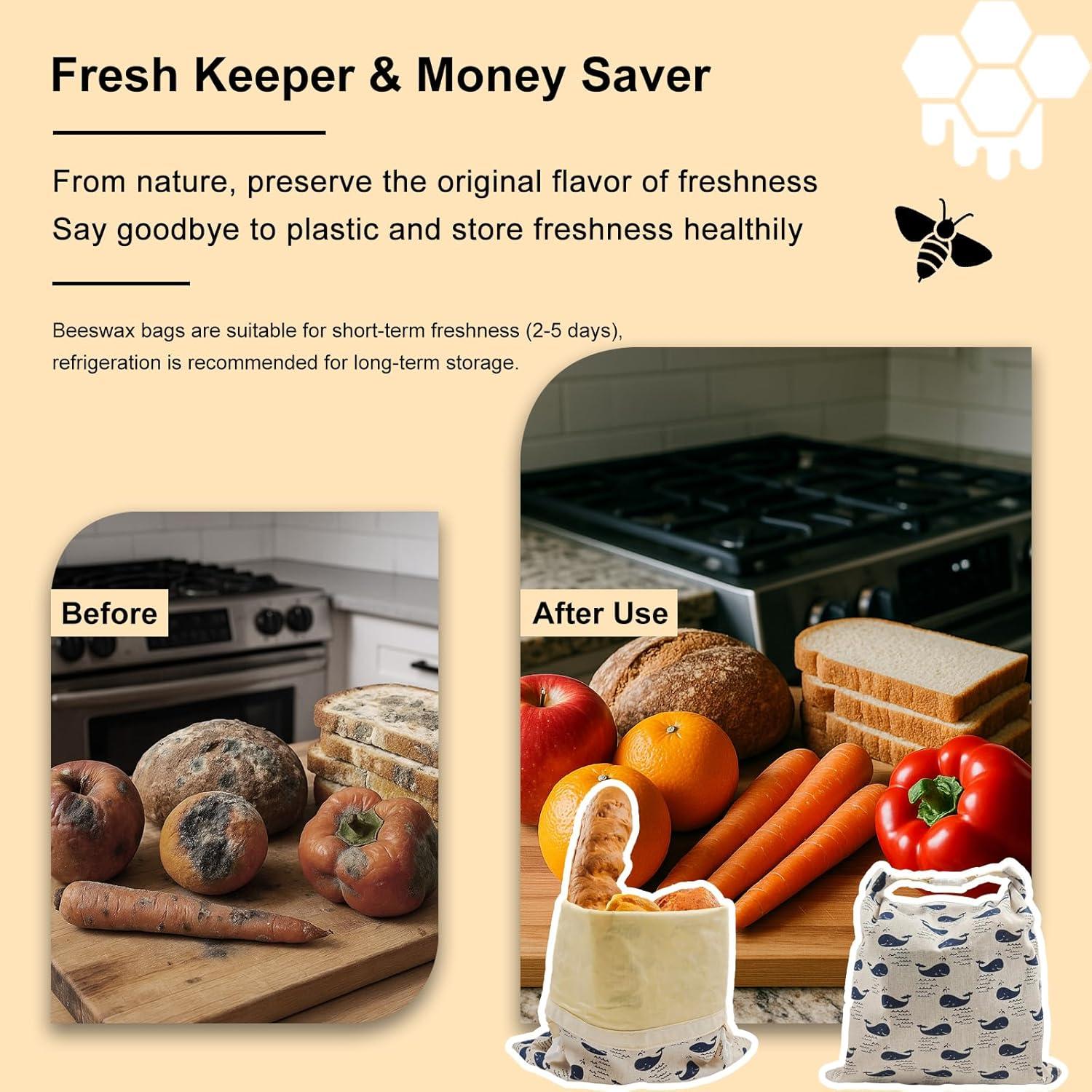 Bolsas de Cera de Abeja NOSTOSON XL 33x43cm Reutilizables (2 Pzs)