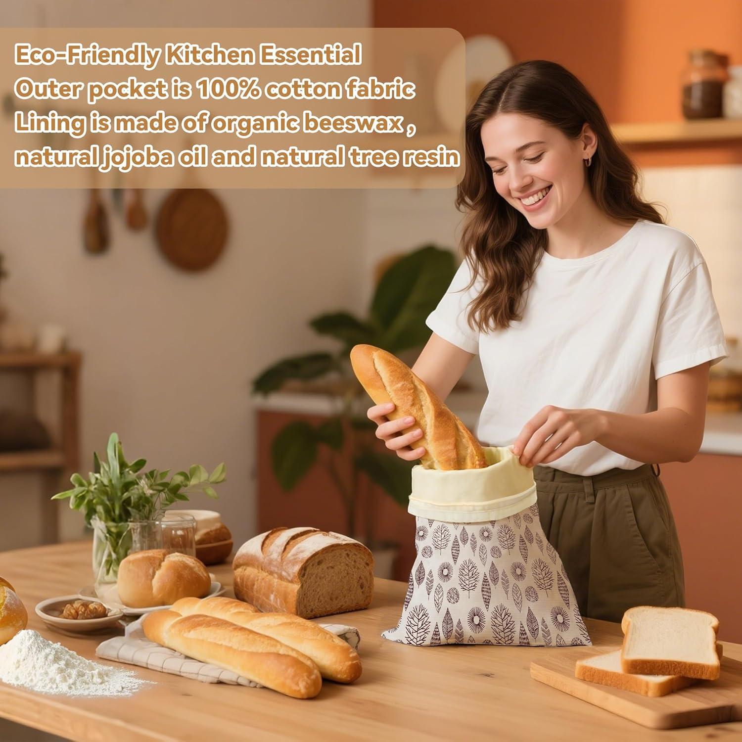 Bolsas de Pan Reutilizables OHIYO 33x43 cm Cera de Abeja (2 Pcs)