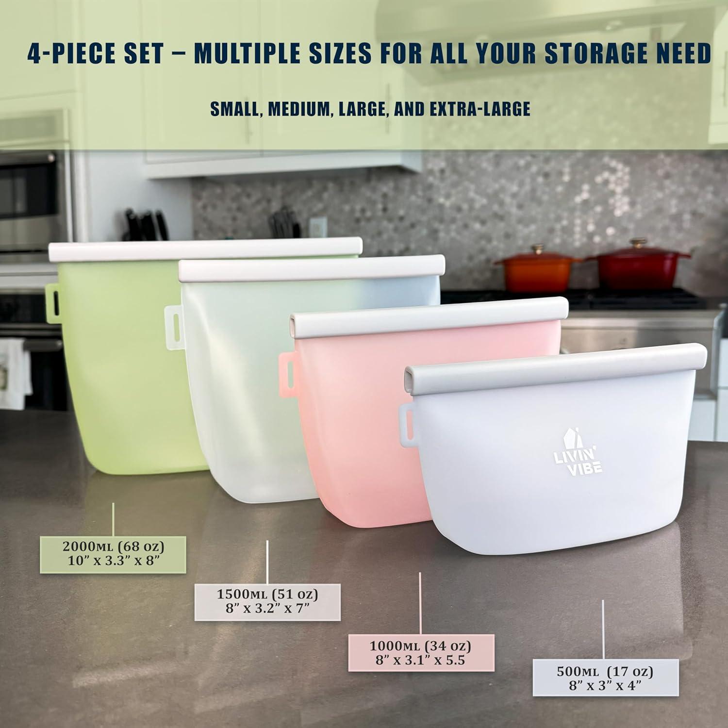 Bolsas de Almacenamiento de Silicona LIVINVIBE - Set 4 Tamaños