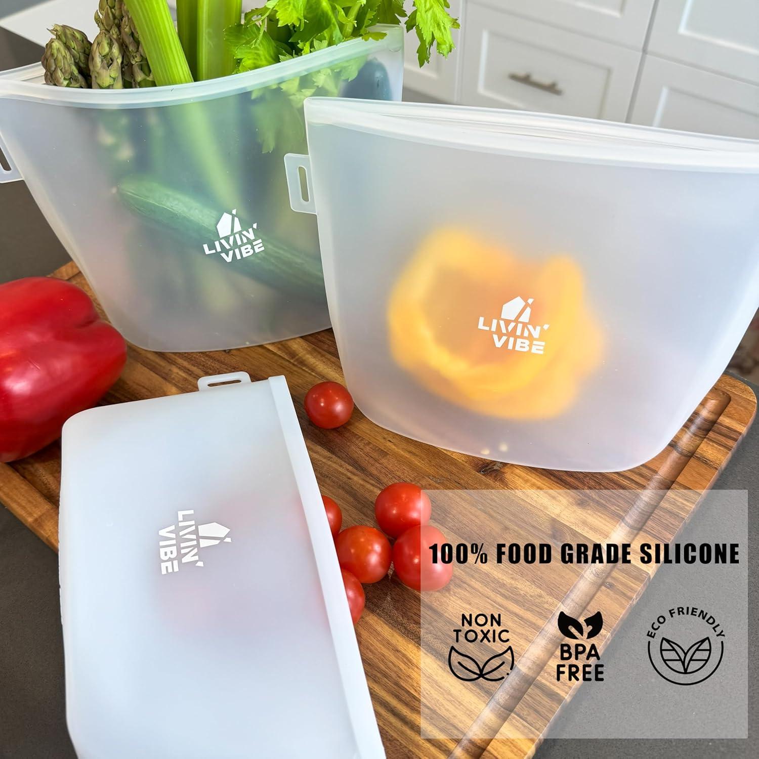 Bolsas de Almacenamiento de Silicona LIVINVIBE - Set 4 Tamaños