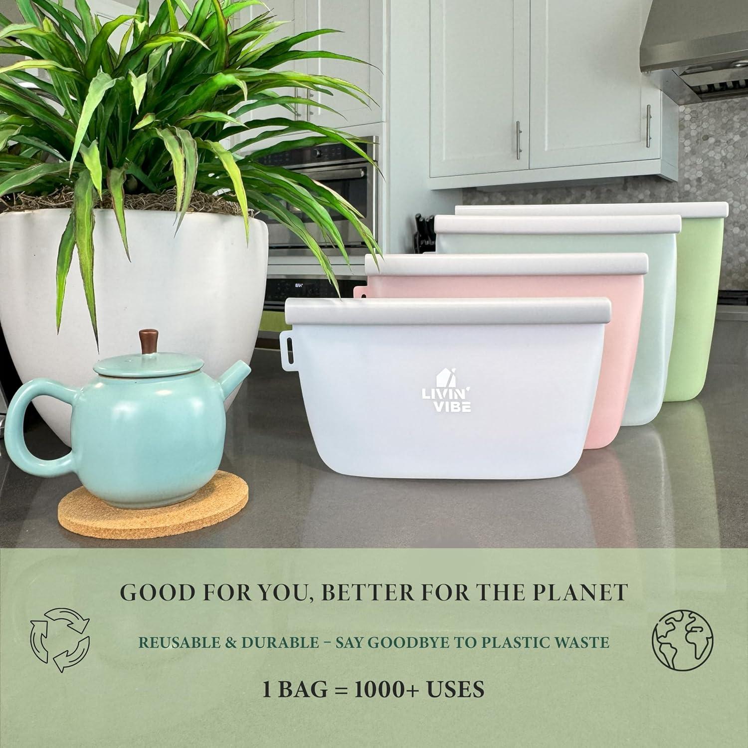 Bolsas de Almacenamiento de Silicona LIVINVIBE - Set 4 Tamaños