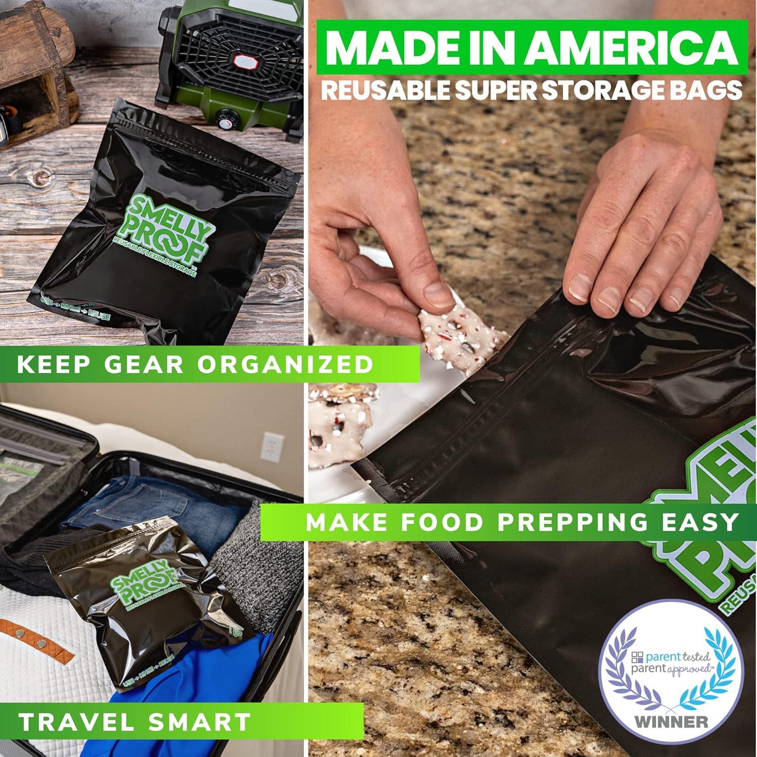 10 Bolsas Reutilizables Smelly Proof Negras 8.5" x 10" a Prueba de Olores