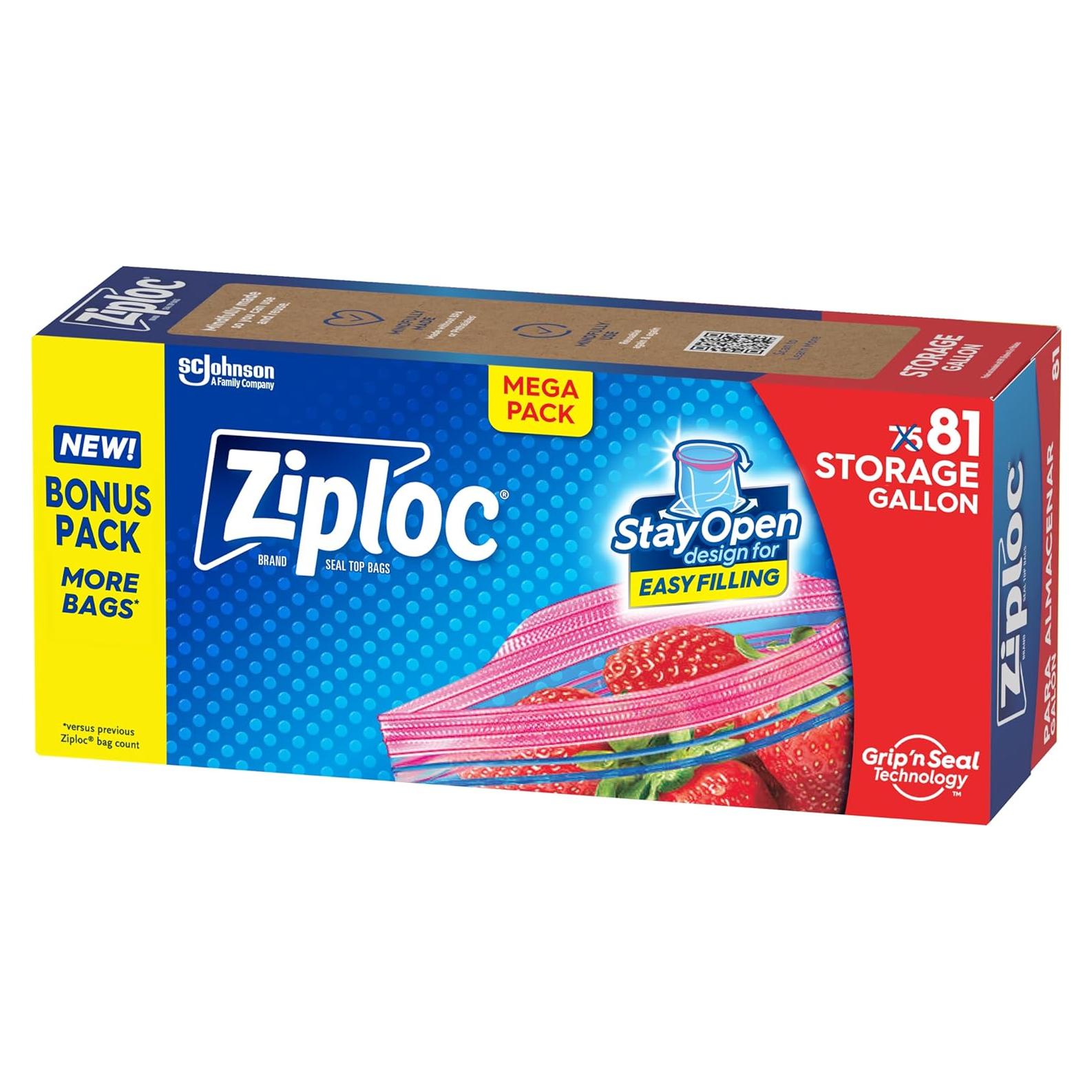 Bolsas de Almacenamiento Ziploc de 81 Unidades 3.79L