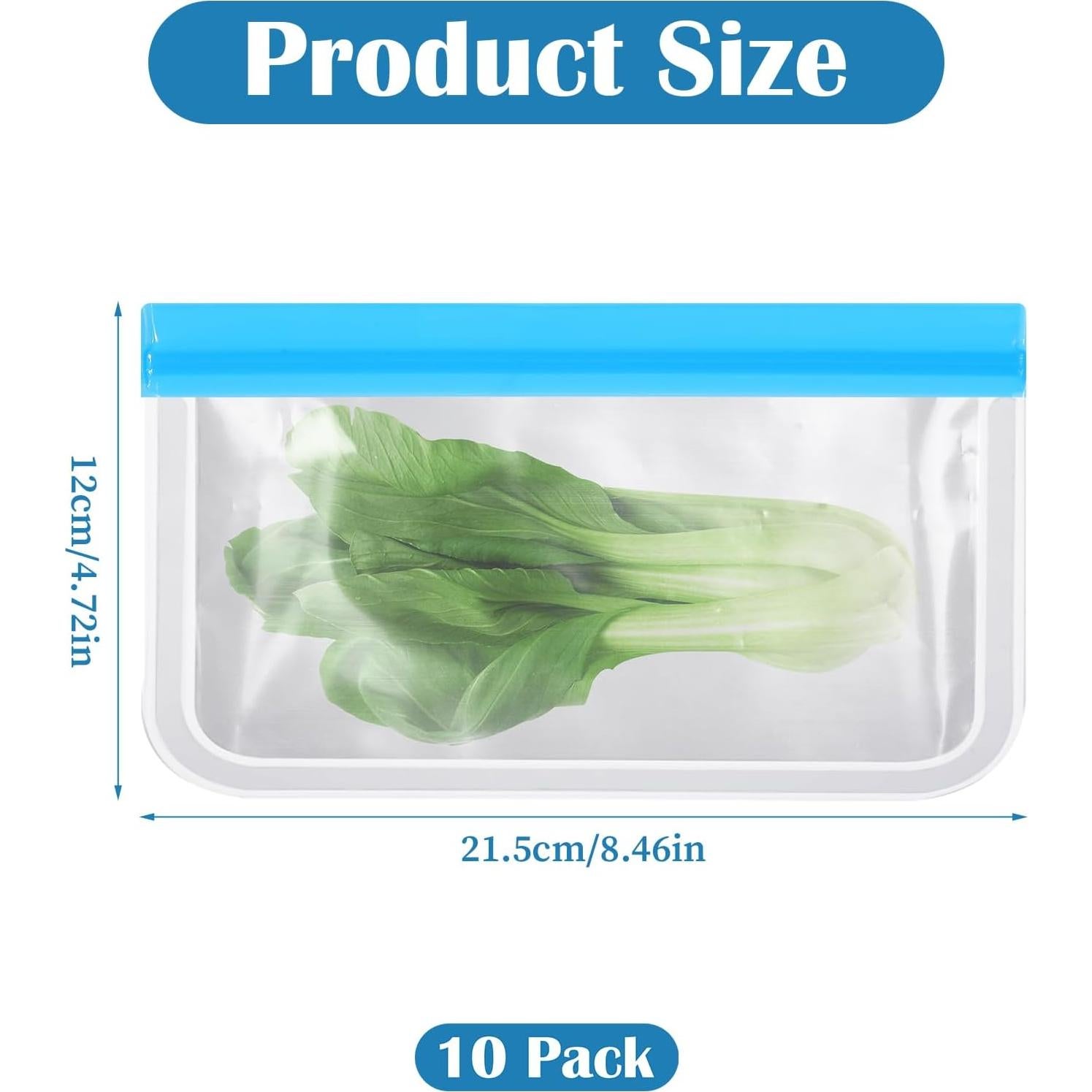 Bolsas de Almacenamiento Reutilizables Gtziqa 10 Pcs 21.5x12 cm