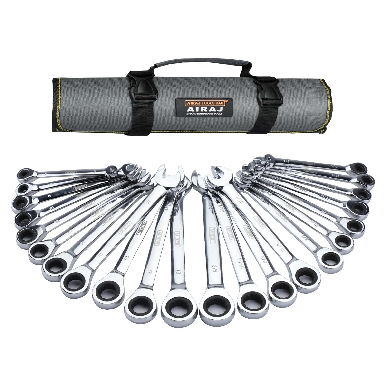 Juego de Llaves de Carraca AIRAJ 22 Piezas Métricas y SAE