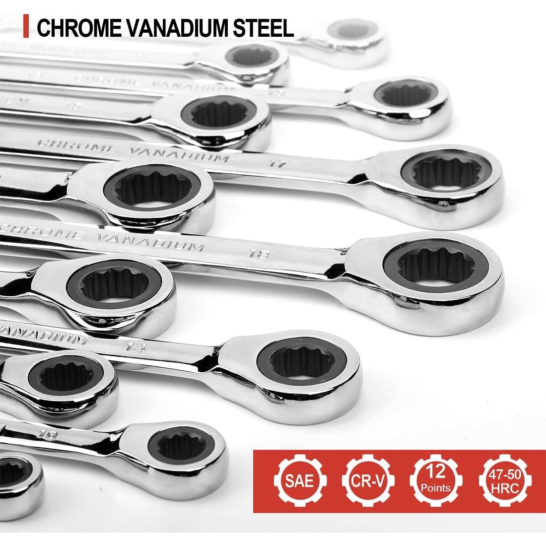 Juego de Llaves de Carraca AIRAJ 22 Piezas Métricas y SAE