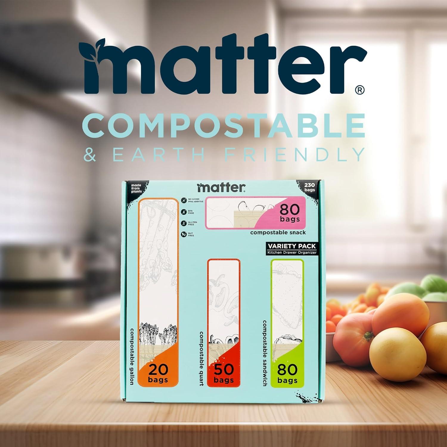 Bolsas Compostables Matter - 230 Unidades, Ecológicas y Resellables