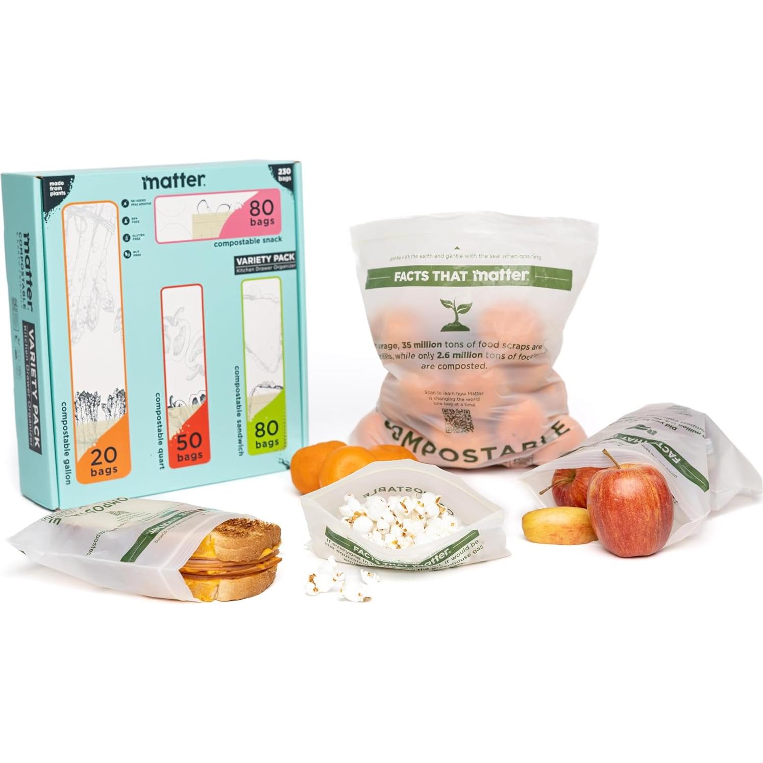 Bolsas Compostables Matter - 230 Unidades, Ecológicas y Resellables