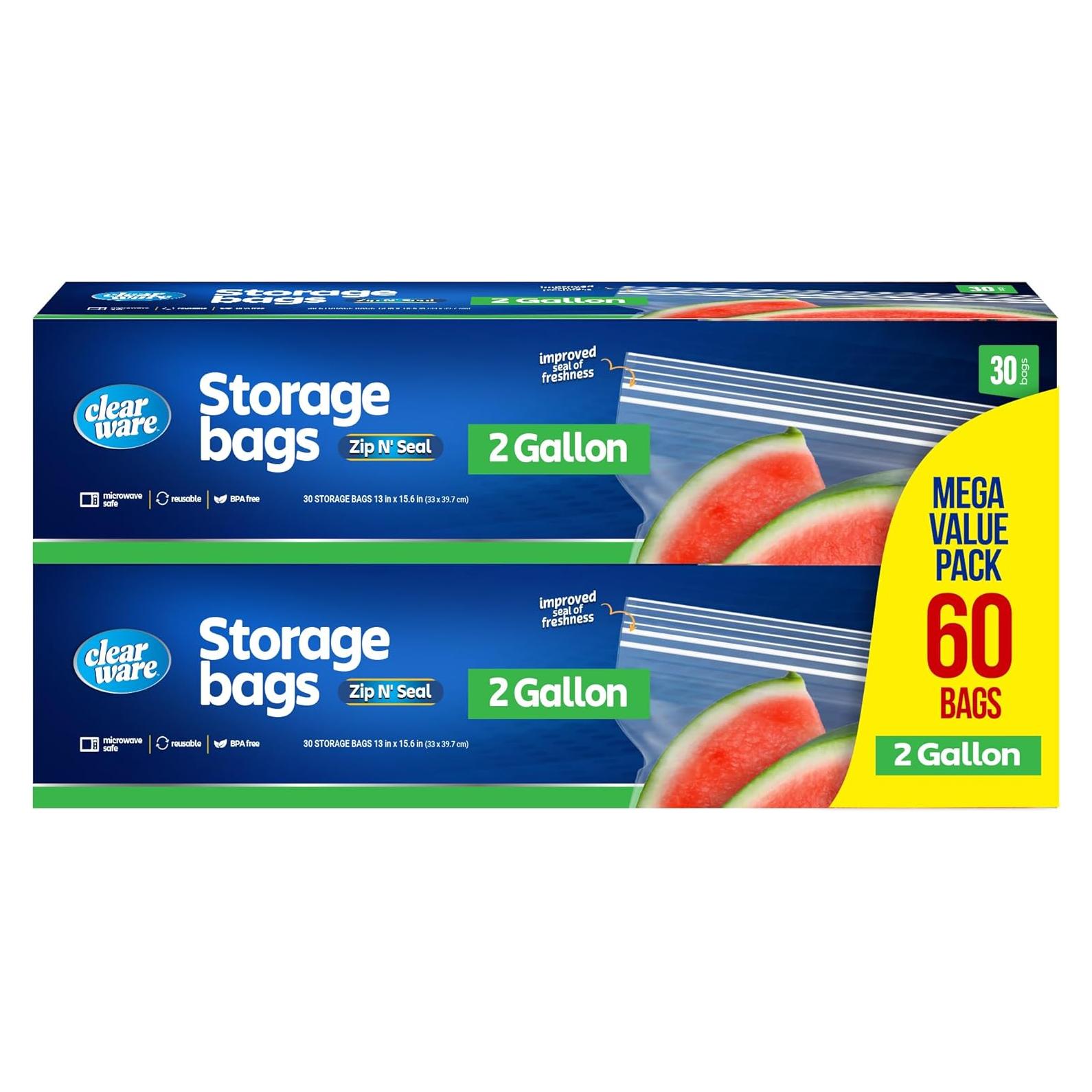 Bolsas de Almacenamiento Reutilizables CLEARWARE 60 Unidades 33x39.7cm