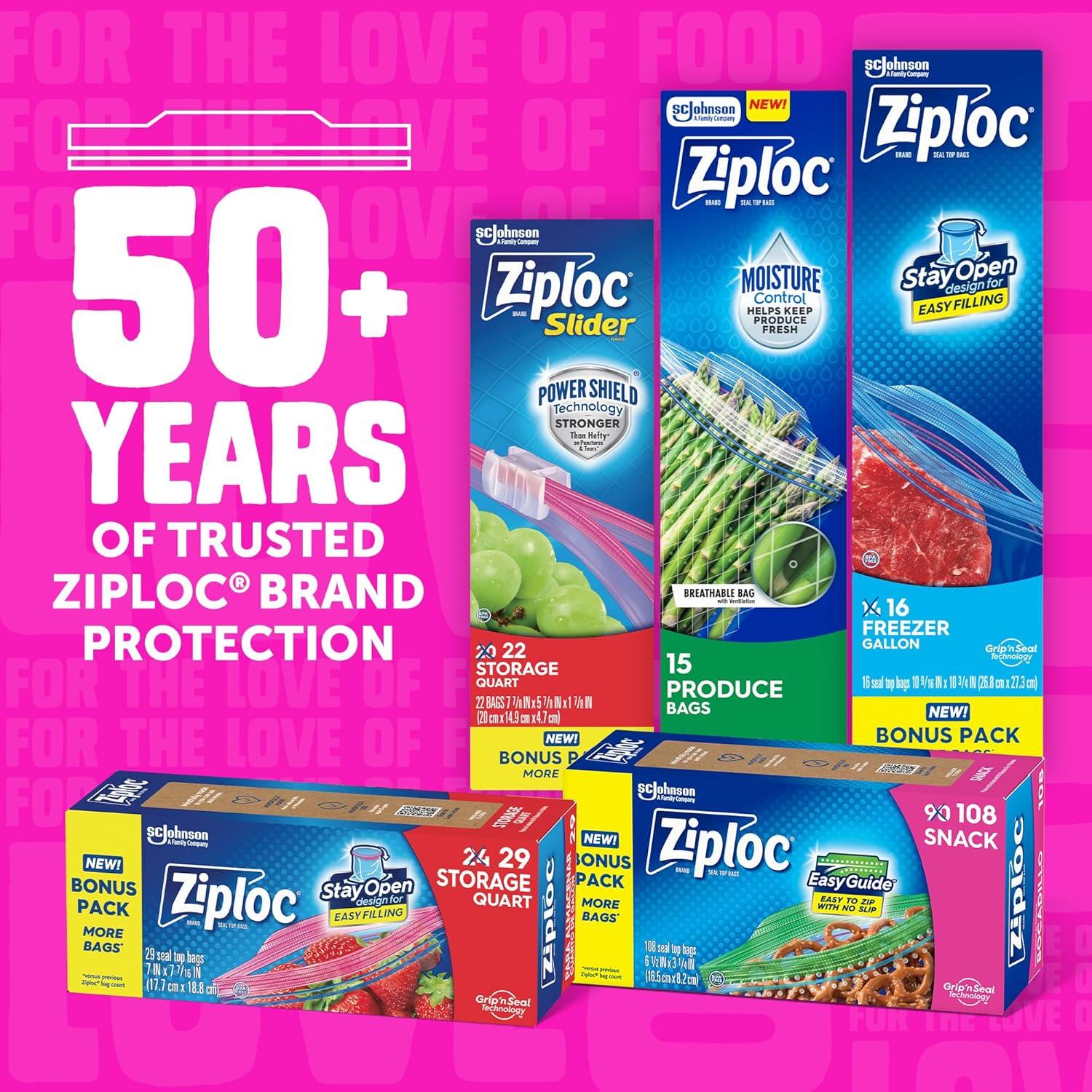 Bolsas de Almacenamiento Ziploc Quart 80 Unidades 0.95L