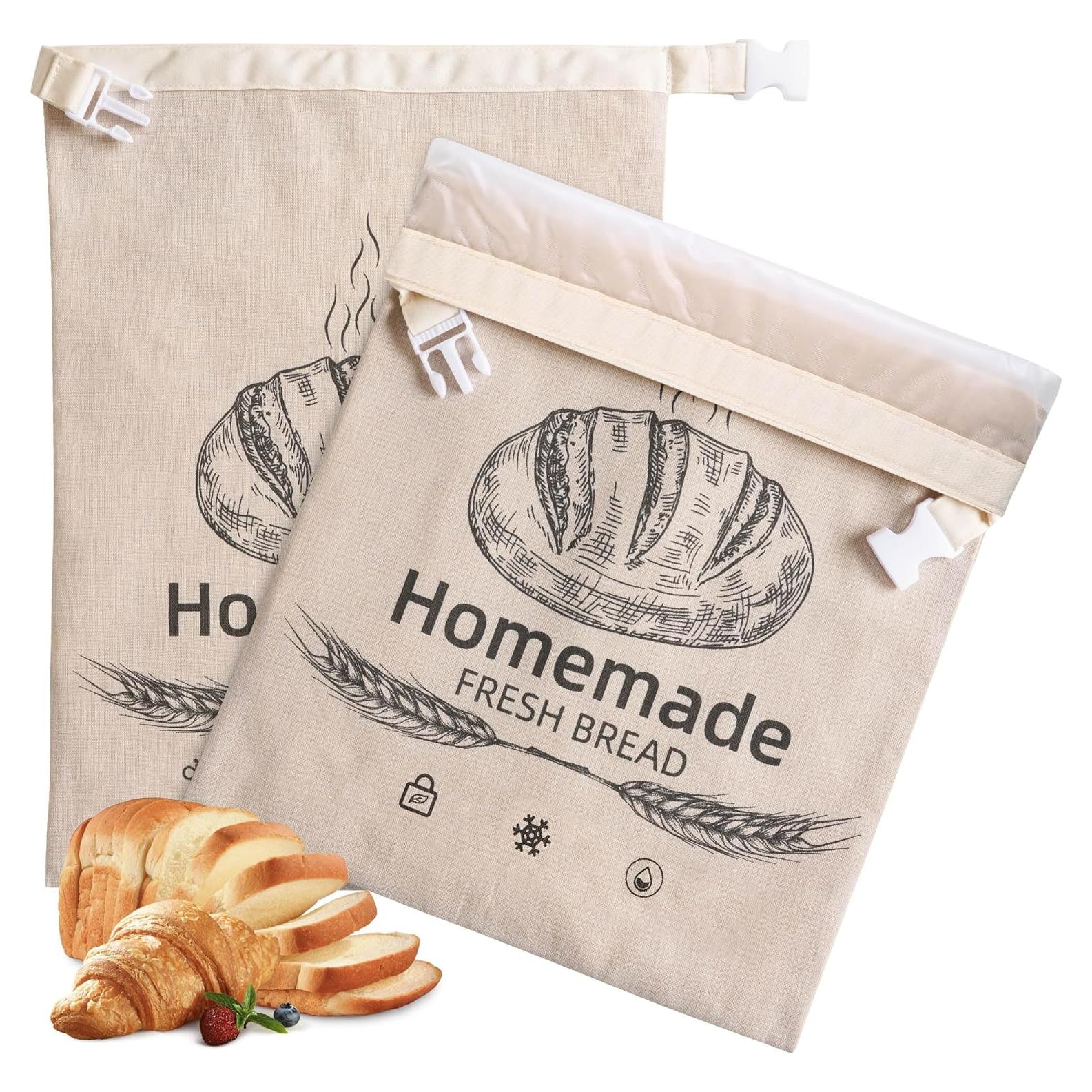 Paquete de 2 Bolsas de Pan de Lino AZLTC 43x32 cm Reutilizables