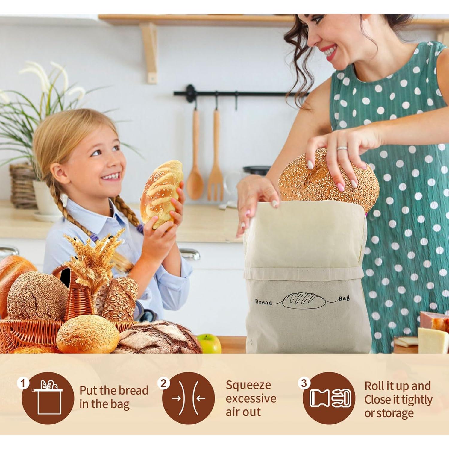 Bolsas de Pan Reutilizables LDJRCP XL Ecológicas 2 Unidades