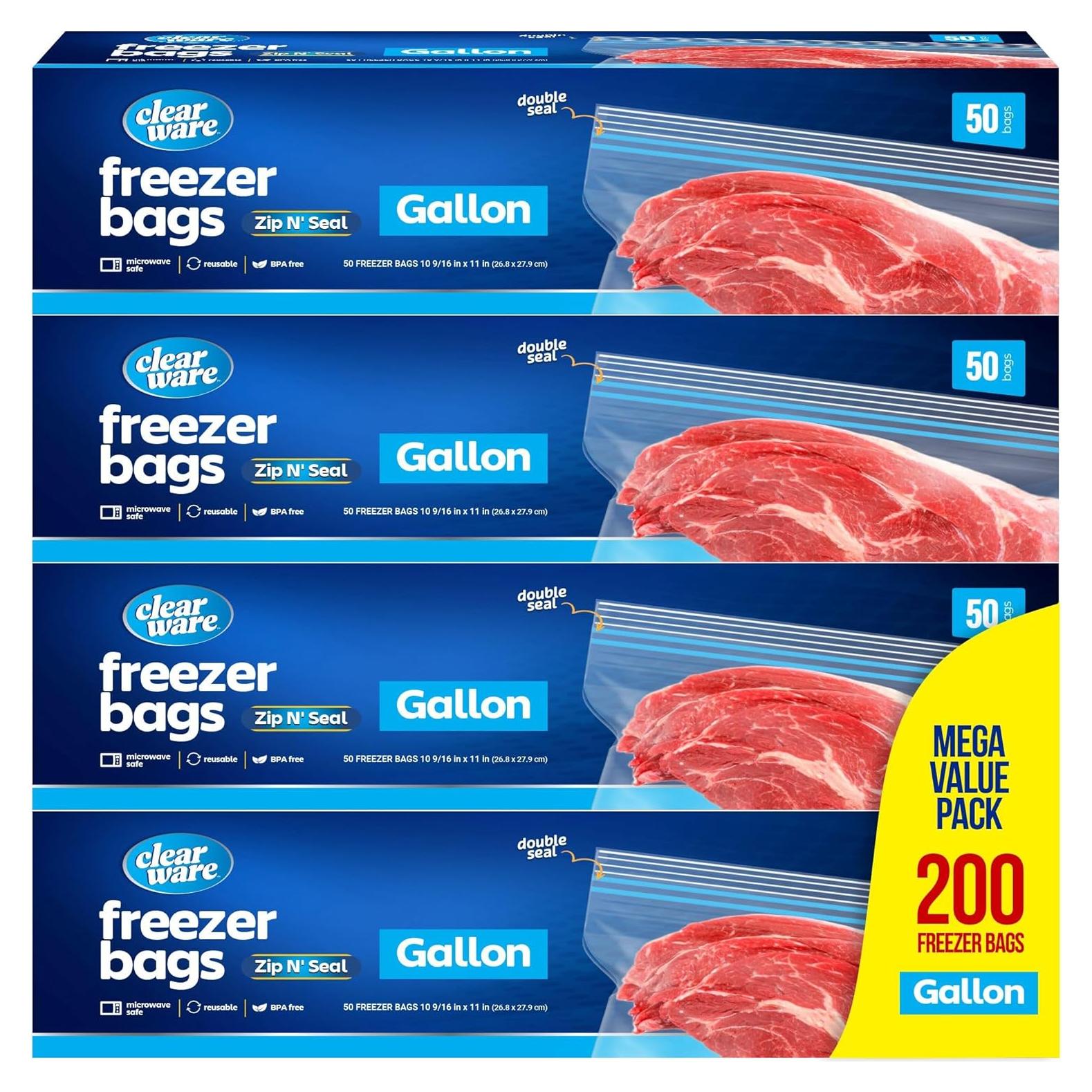 Bolsas de Congelador Reutilizables CLEARWARE 1 Galón - 200 Unidades