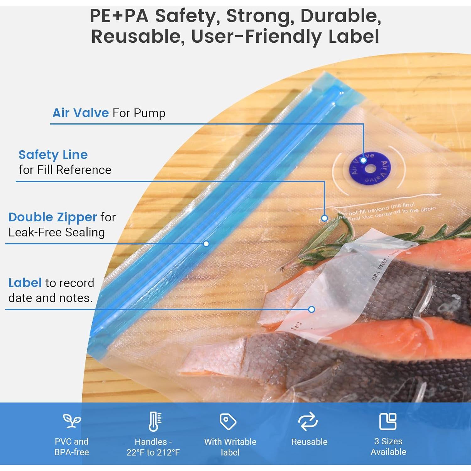 Bolsas de Sellado al Vacío BlitzHome 29 Piezas Reutilizables