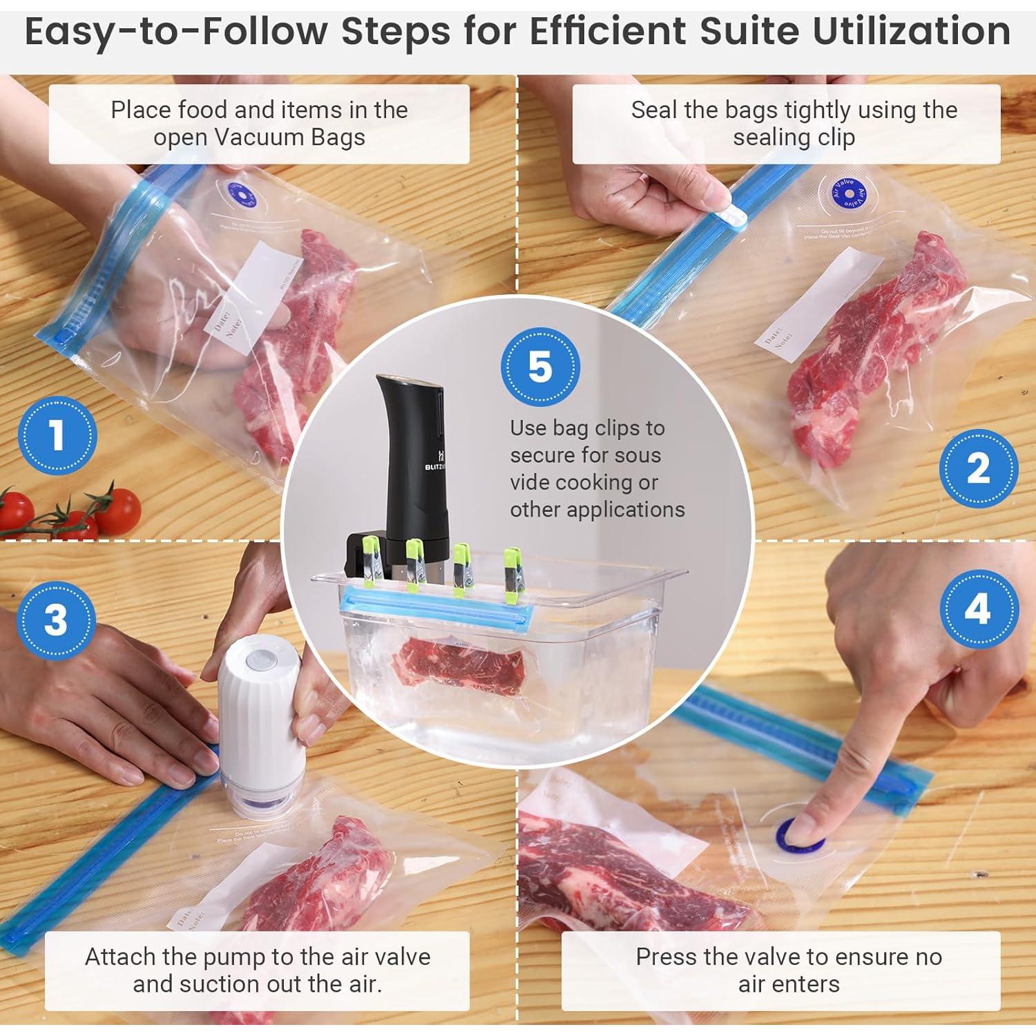 Bolsas de Sellado al Vacío BlitzHome 29 Piezas Reutilizables