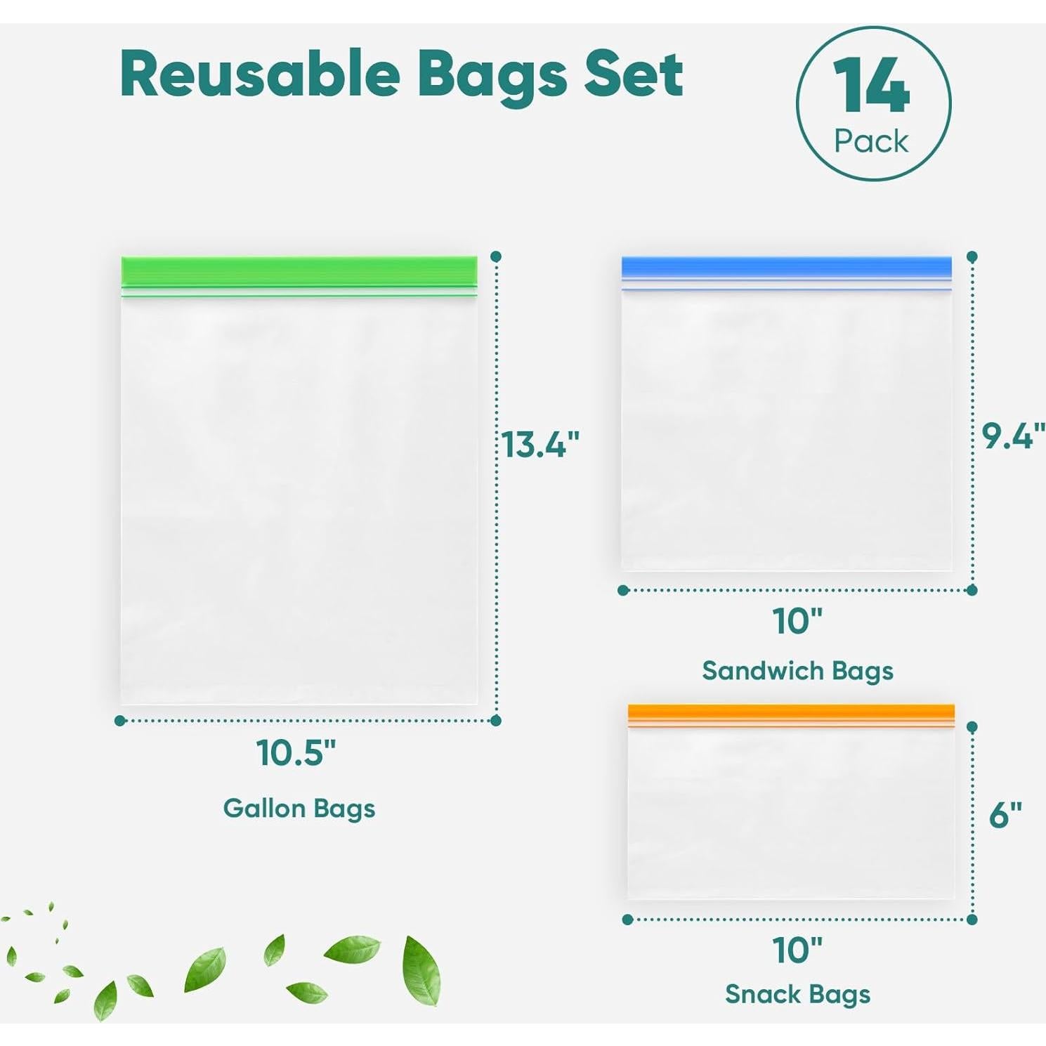 Bolsas Reutilizables para Congelador Lerine 14 Piezas Multicolor