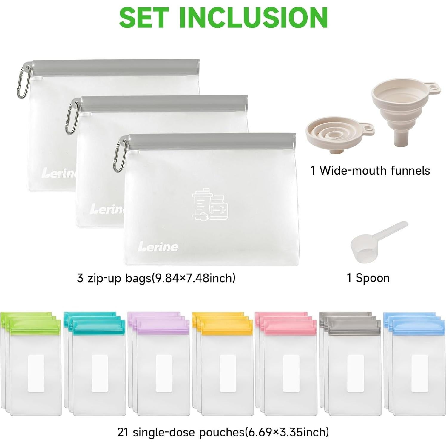 Juego de Contenedores de Polvo de Proteína Lerine - 24 Piezas