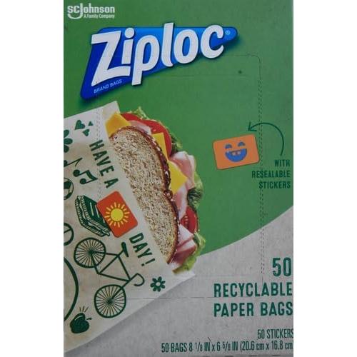 Bolsas de Papel Reciclables Ziploc para Sándwich 50 Unidades