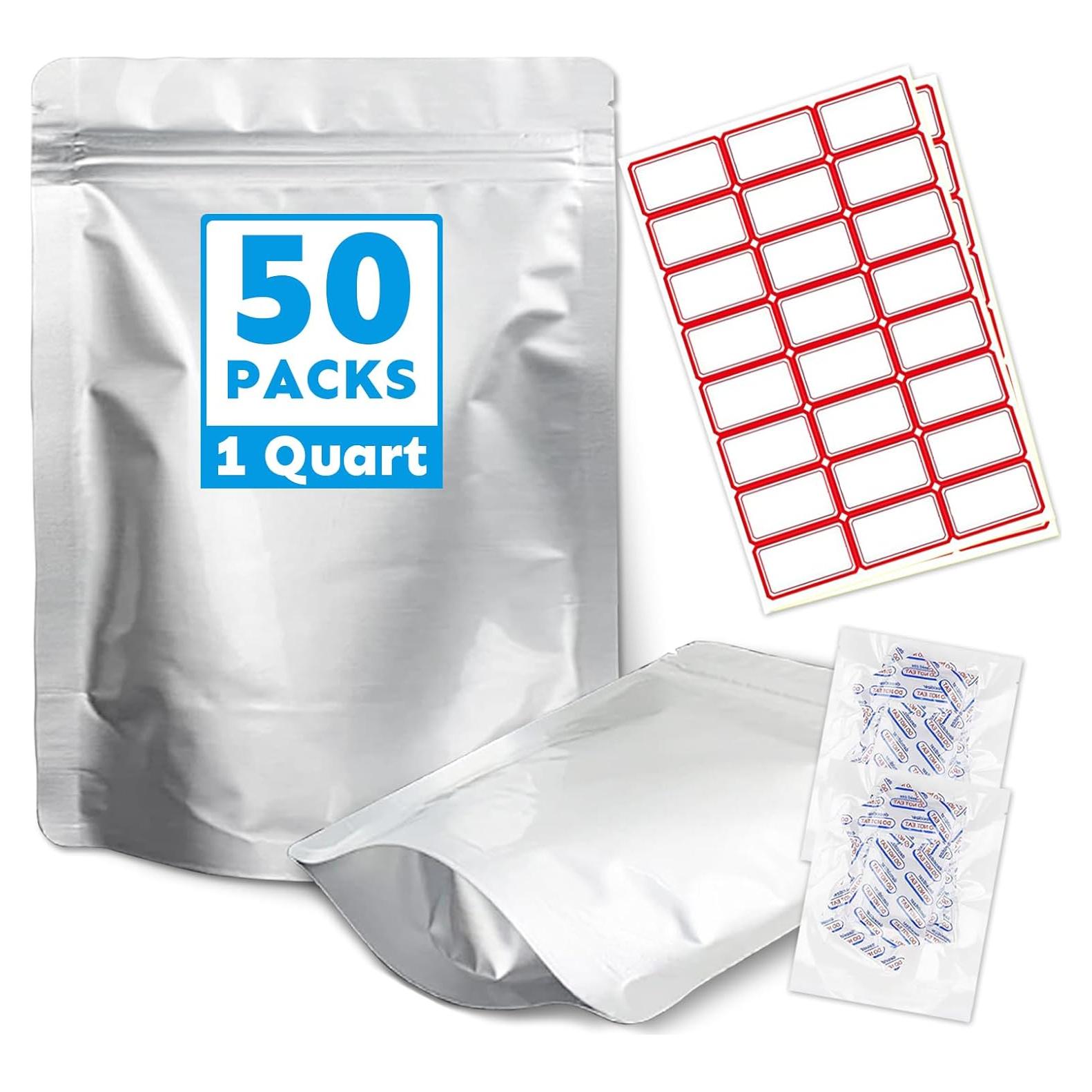 Bolsas Mylar 50PCS 18x25cm Cloudslucky Reutilizables con Cierre