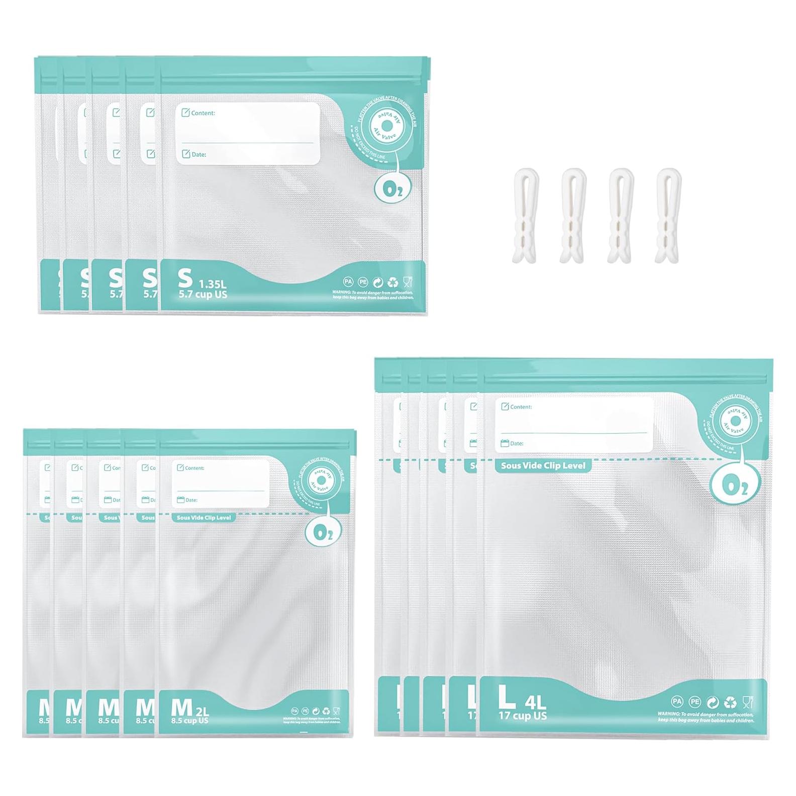 Bolsas Sous Vide Reutilizables Domsanistor 15 Pcs con Cierre Doble