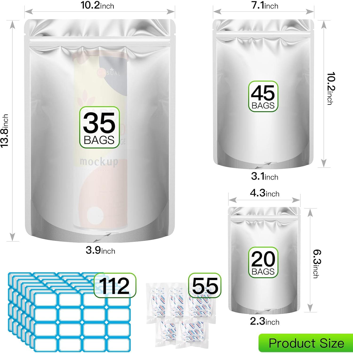 Kit de 100 Bolsas Mylar SYMYNELEC con 400cc Absorbentes