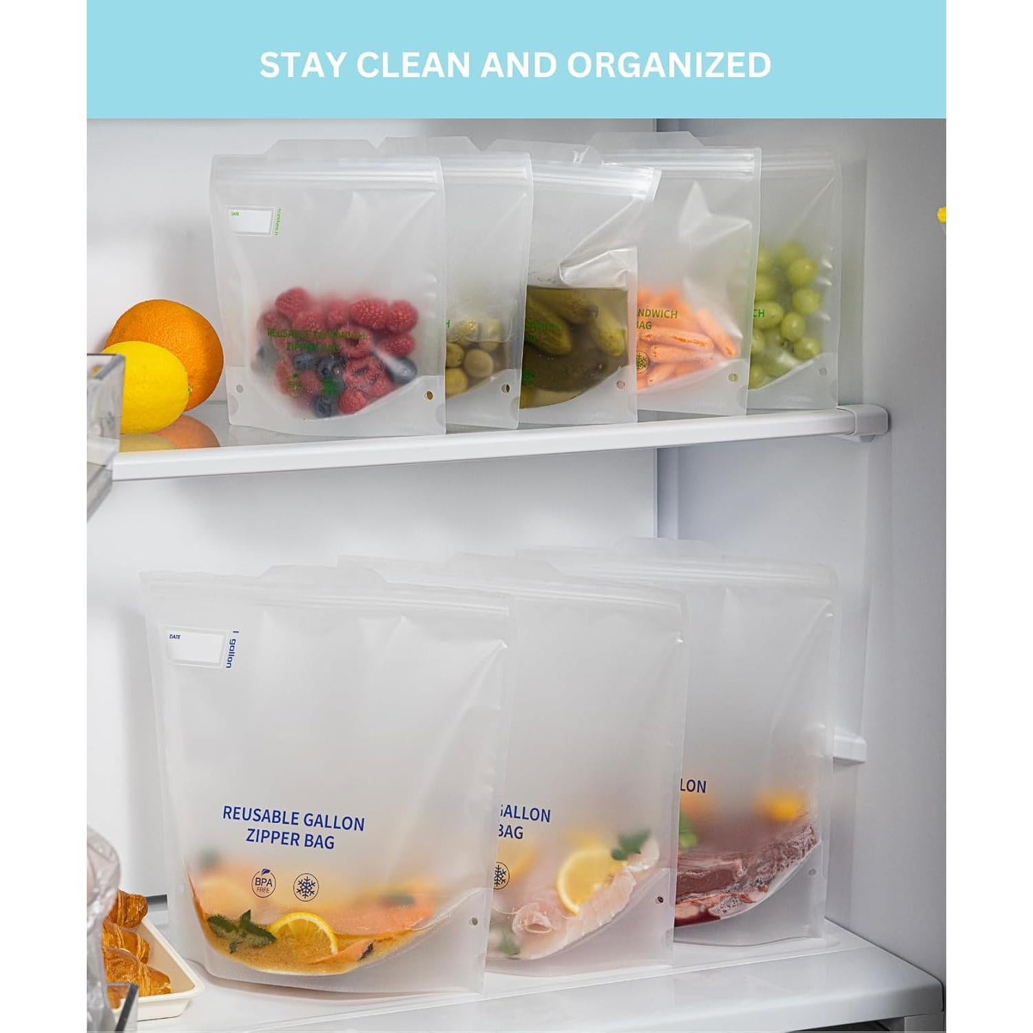 Bolsas 24/7 Reutilizables de Almacenamiento para Comida - 8 Piezas