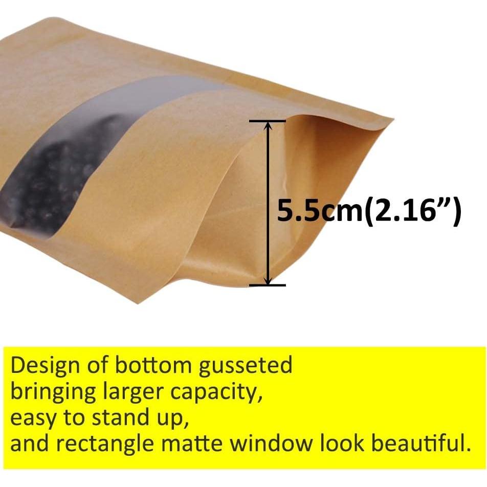 100 Bolsas de Papel Kraft 15x22cm con Ventana Mate Belinlen