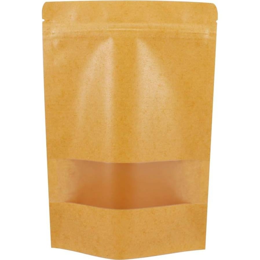 100 Bolsas de Papel Kraft 15x22cm con Ventana Mate Belinlen