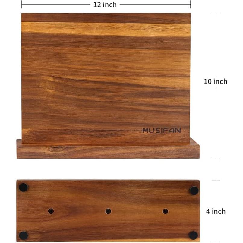 Soporte de cuchillos magnético Musifan de madera de acacia