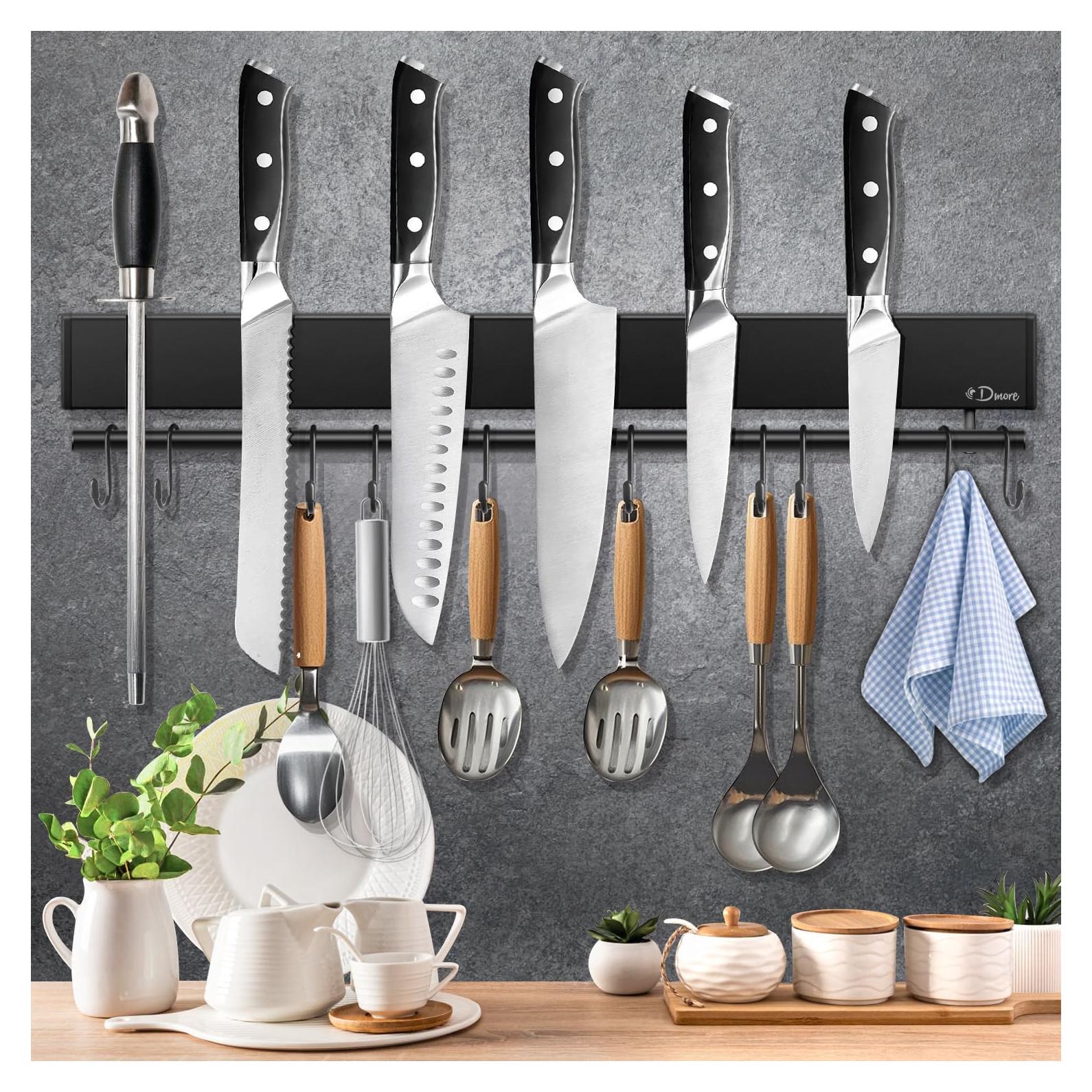 Soporte Magnético para Cuchillos Dmore 43 cm con 10 Ganchos