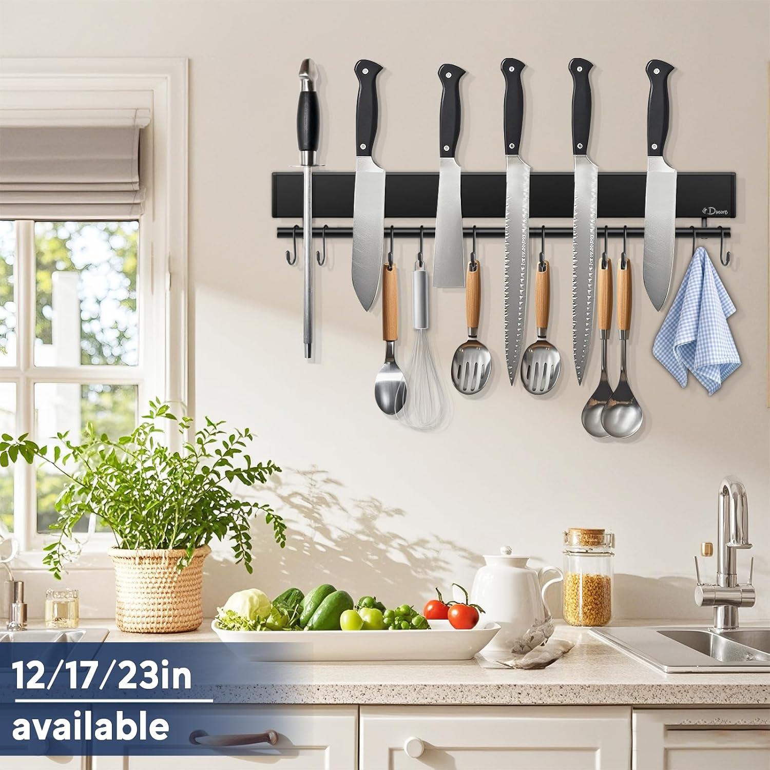 Soporte Magnético para Cuchillos Dmore 43 cm con 10 Ganchos