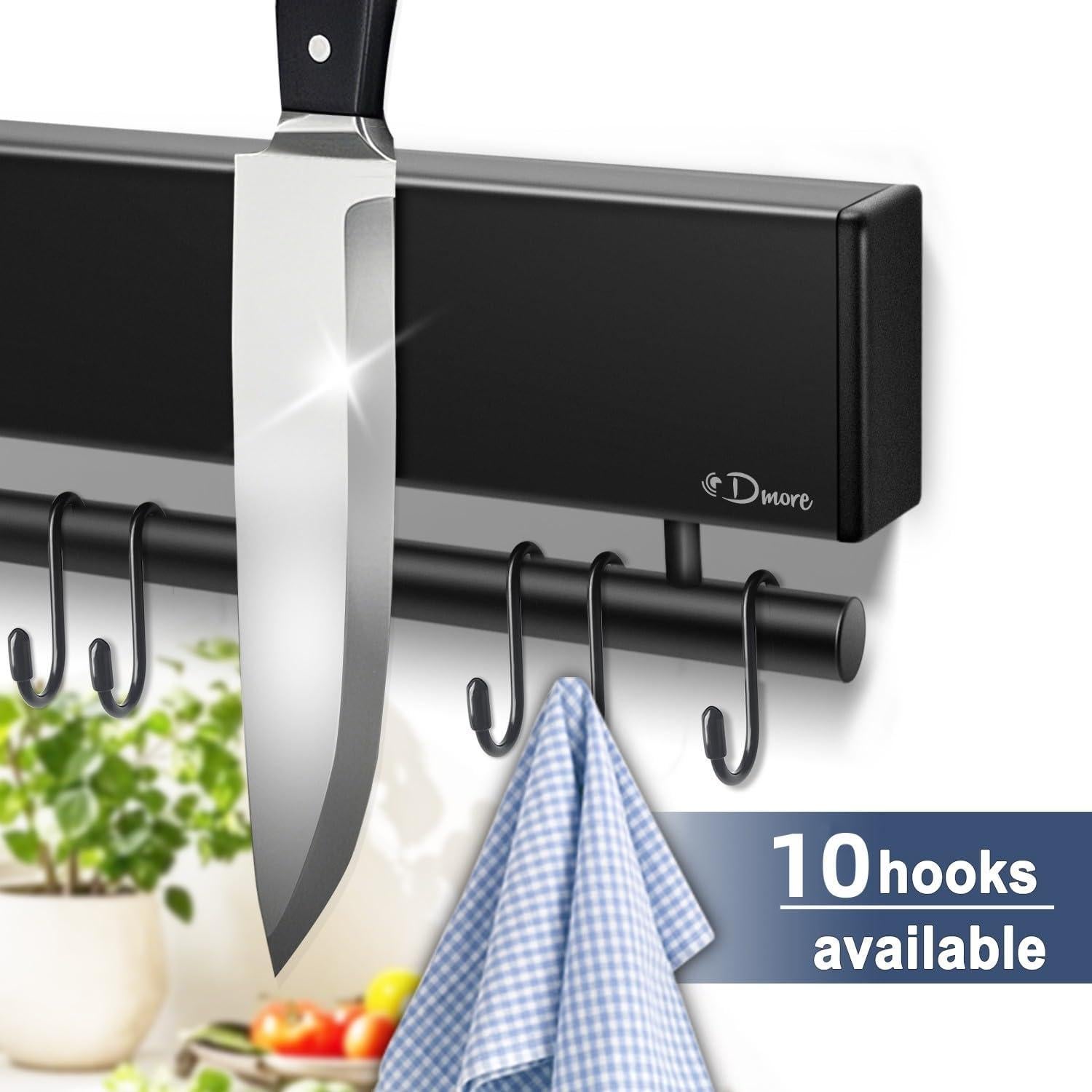 Soporte Magnético para Cuchillos Dmore 43 cm con 10 Ganchos
