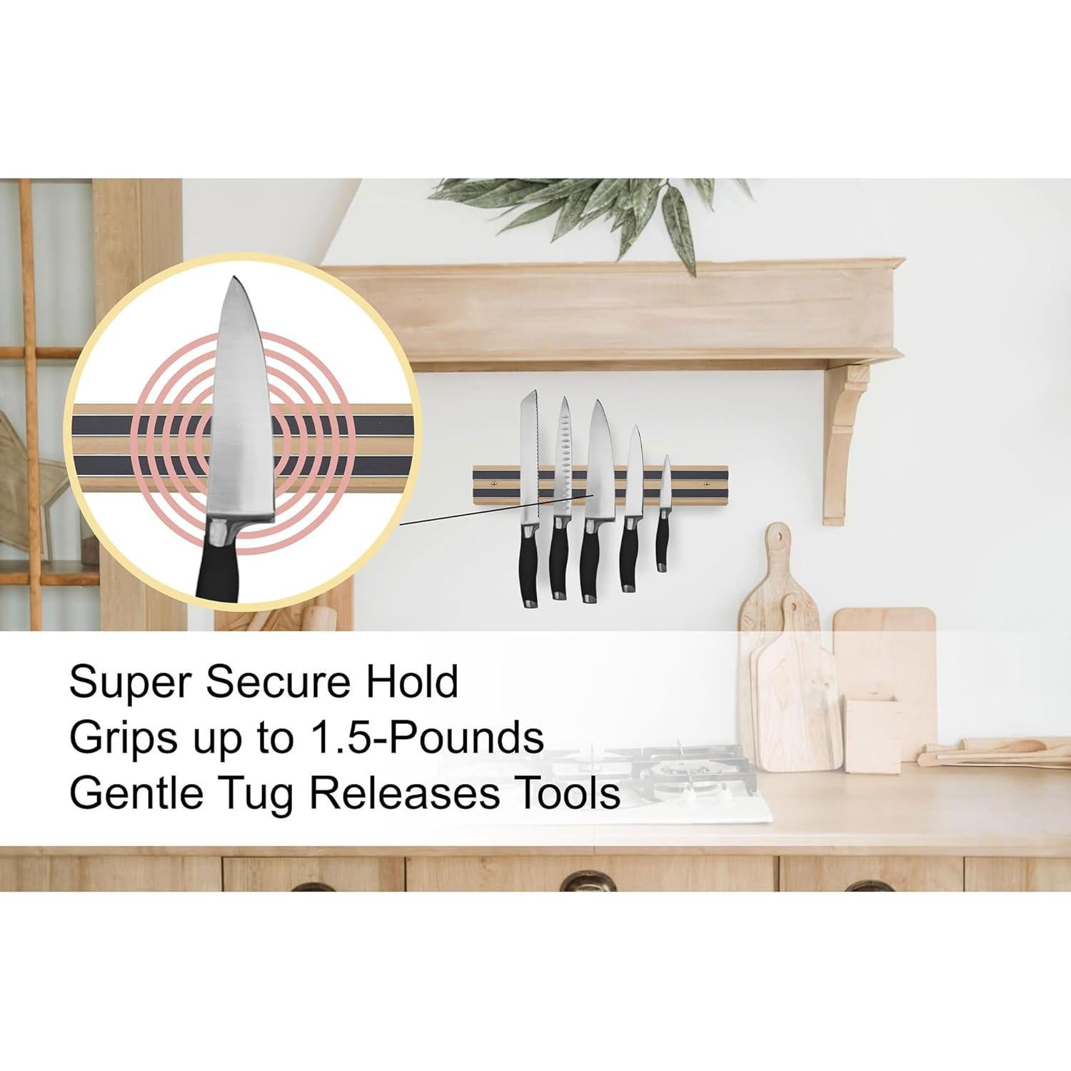 Soporte Magnético para Cuchillos HIC Kitchen 30.48 cm Madera