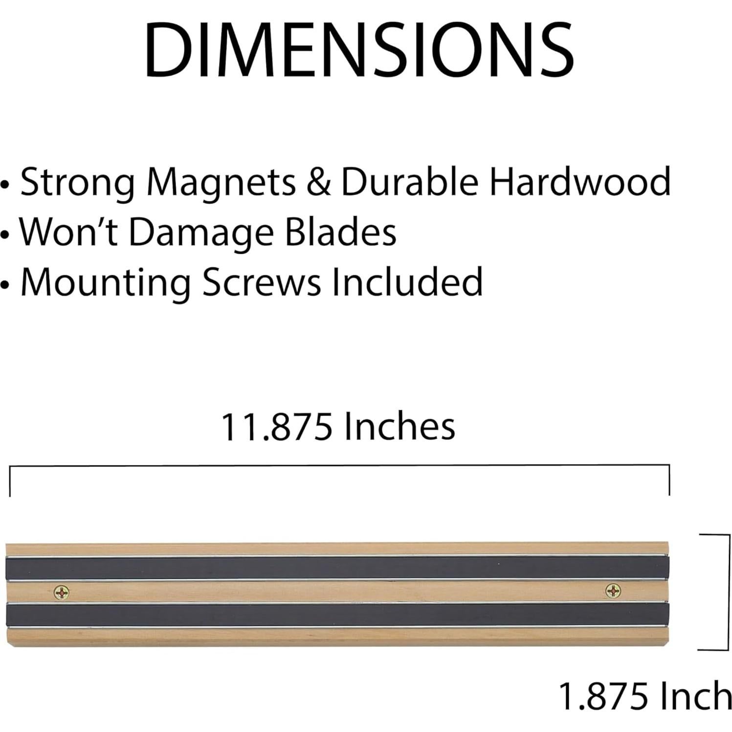 Soporte Magnético para Cuchillos HIC Kitchen 30.48 cm Madera