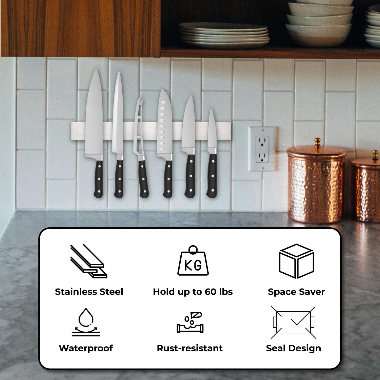 Soporte Magnético para Cuchillos Genérico 40 cm Acero Inoxidable