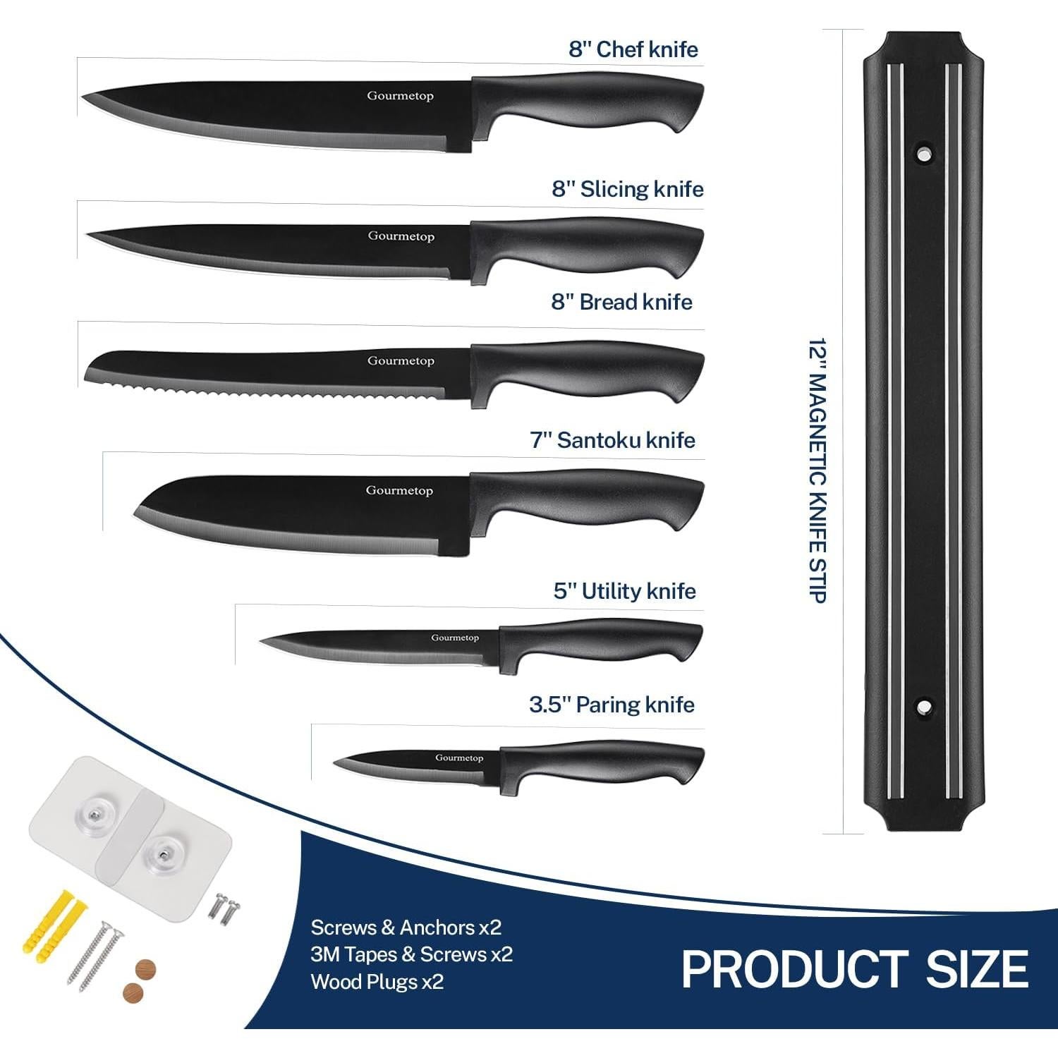 Juego de cuchillos de cocina Gourmetop 6 piezas acero inoxidable