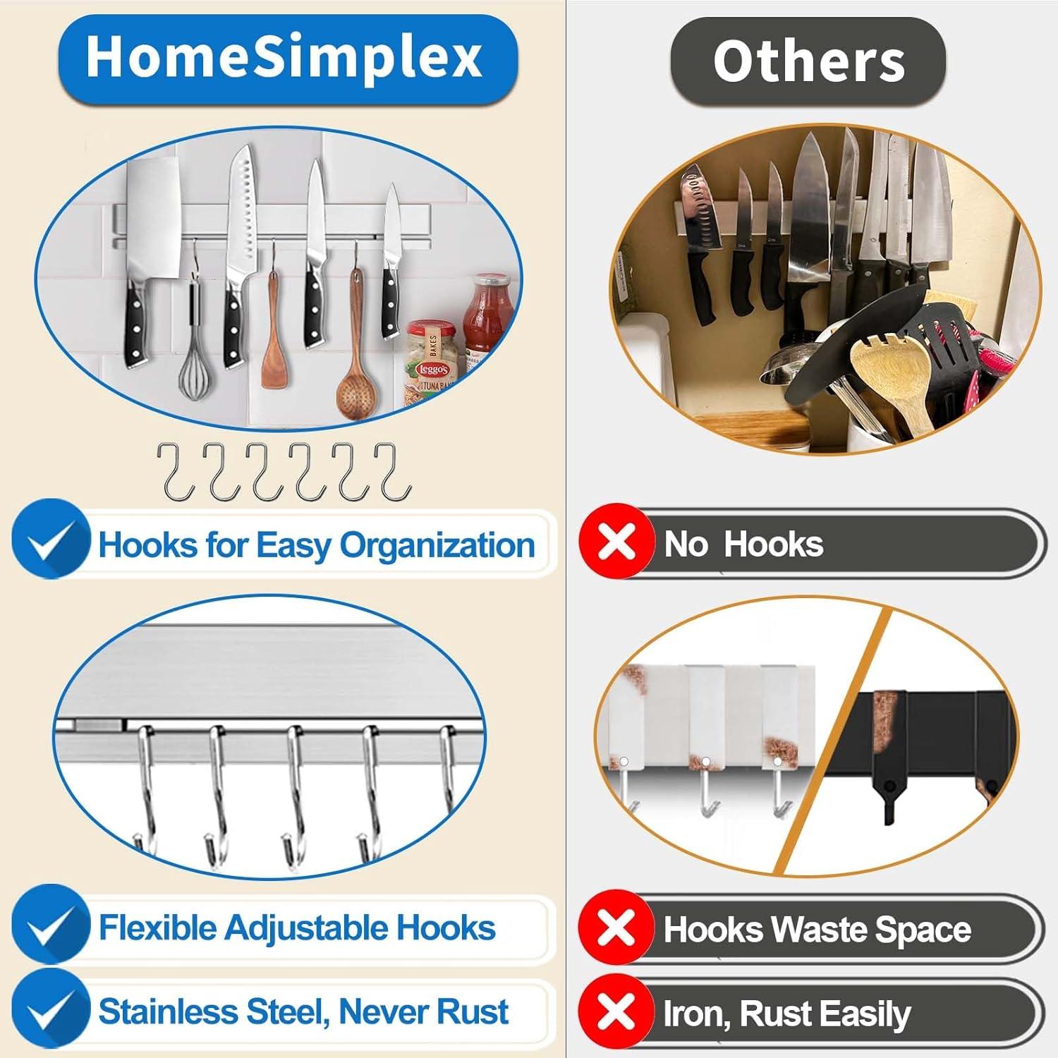 Soporte Magnético para Cuchillos HomeSimplex 30 cm Plata