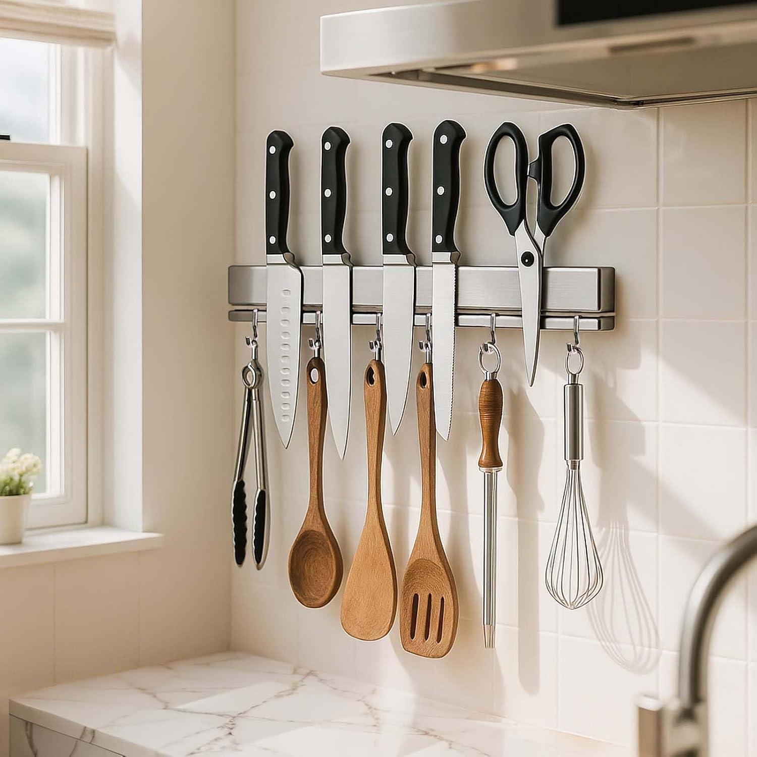 Soporte Magnético para Cuchillos HomeSimplex 30 cm Plata